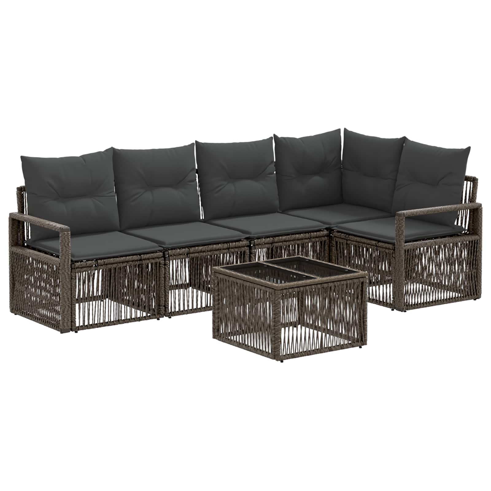 vidaXL Tuinbankenset 6 pcs Zwart poly rattan