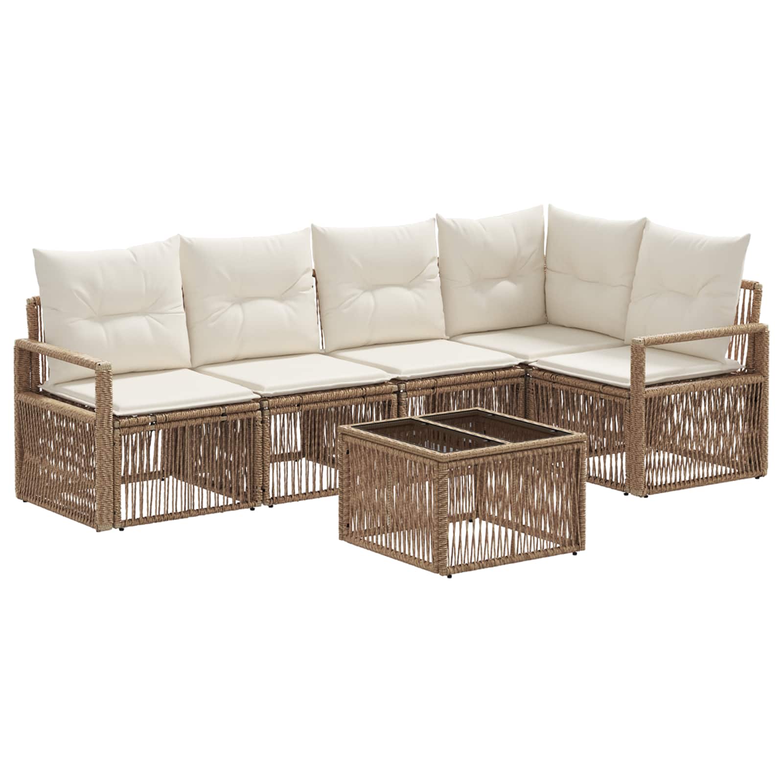 vidaXL Tuinbankenset 6 pcs Zwart poly rattan