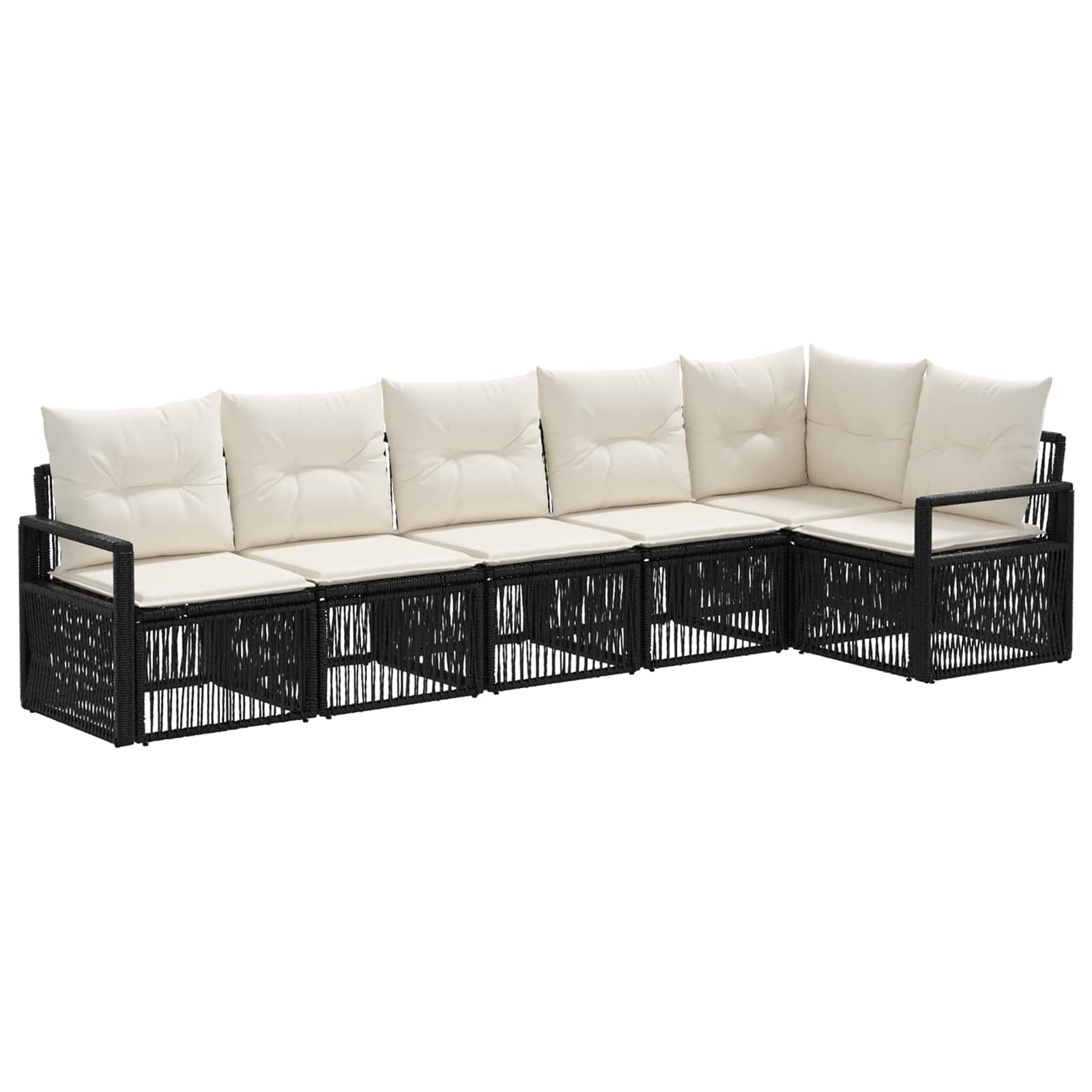 vidaXL Tuinbankenset 7 pcs Zwart poly rattan