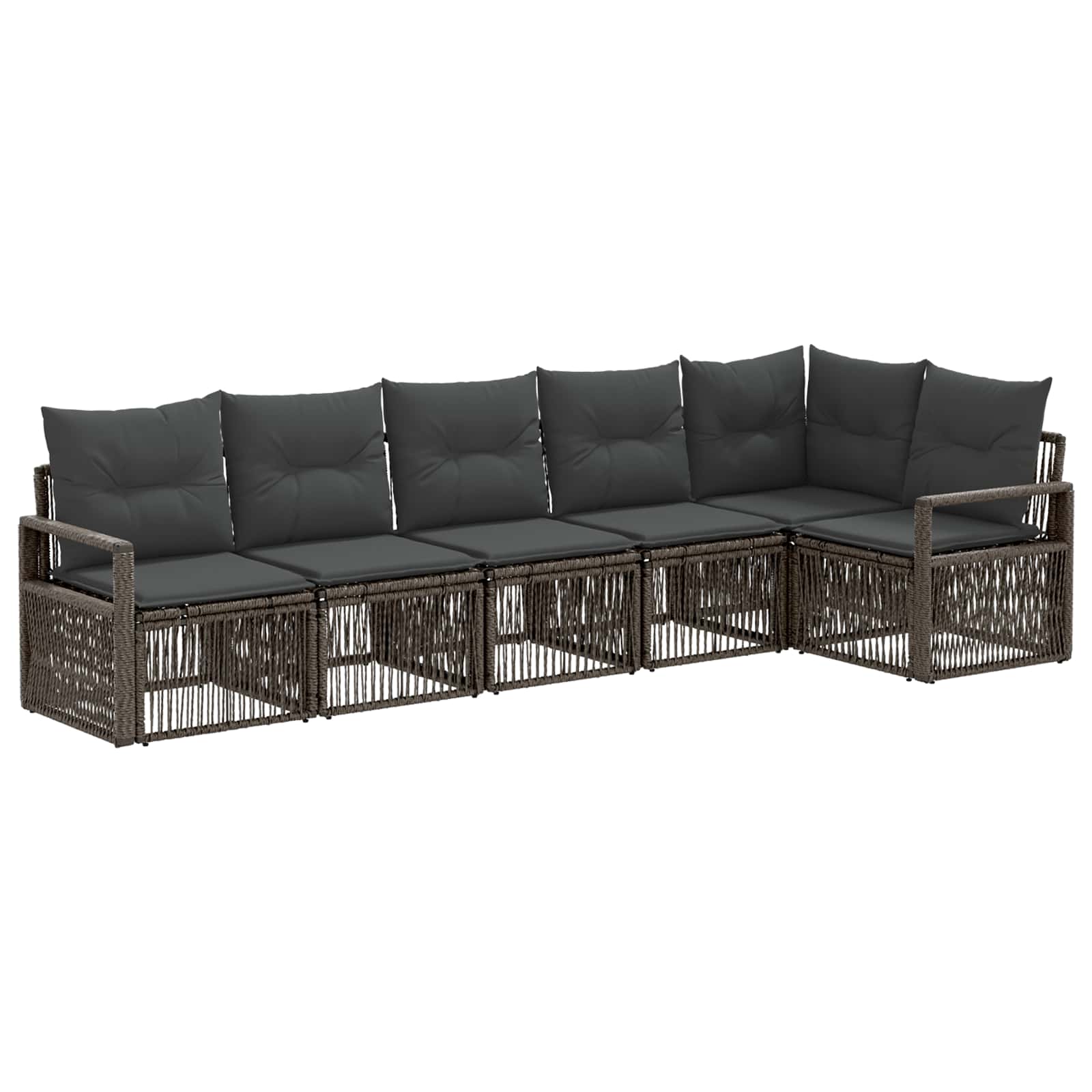 vidaXL Tuinbankenset 7 pcs Zwart poly rattan