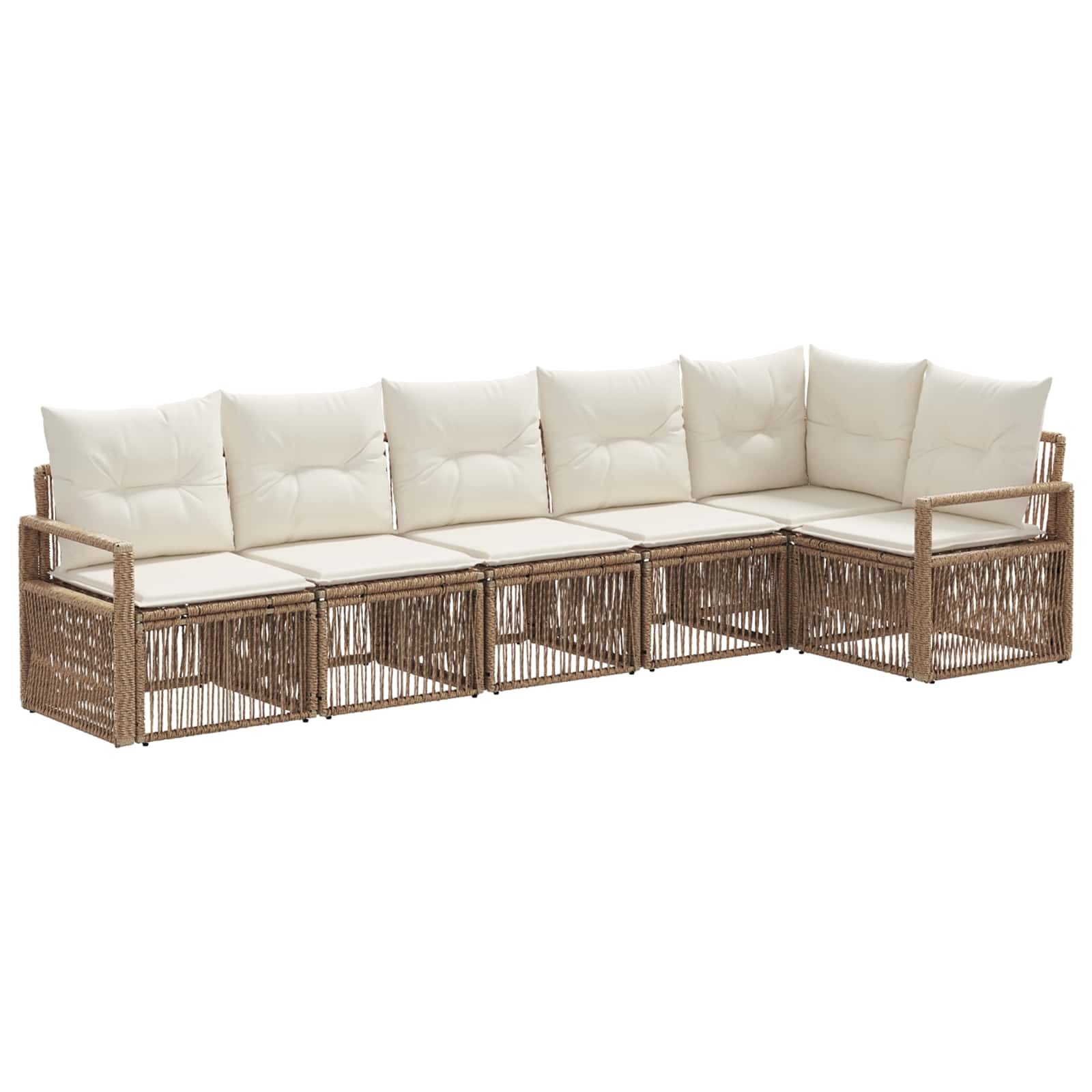 vidaXL Tuinbankenset 7 pcs Zwart poly rattan