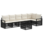 vidaXL Tuinbankenset 7 pcs Zwart poly rattan
