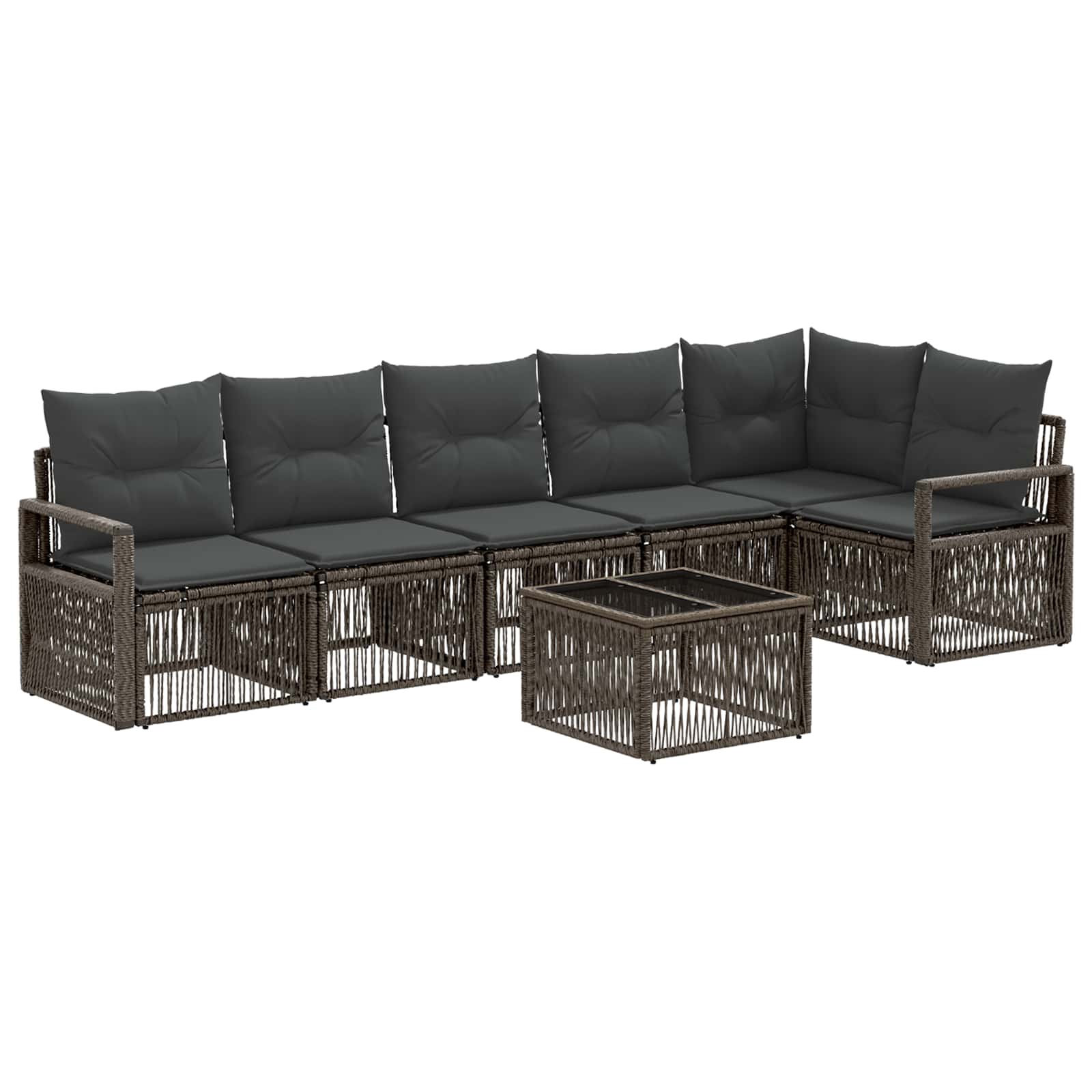 vidaXL Tuinbankenset 7 pcs Zwart poly rattan