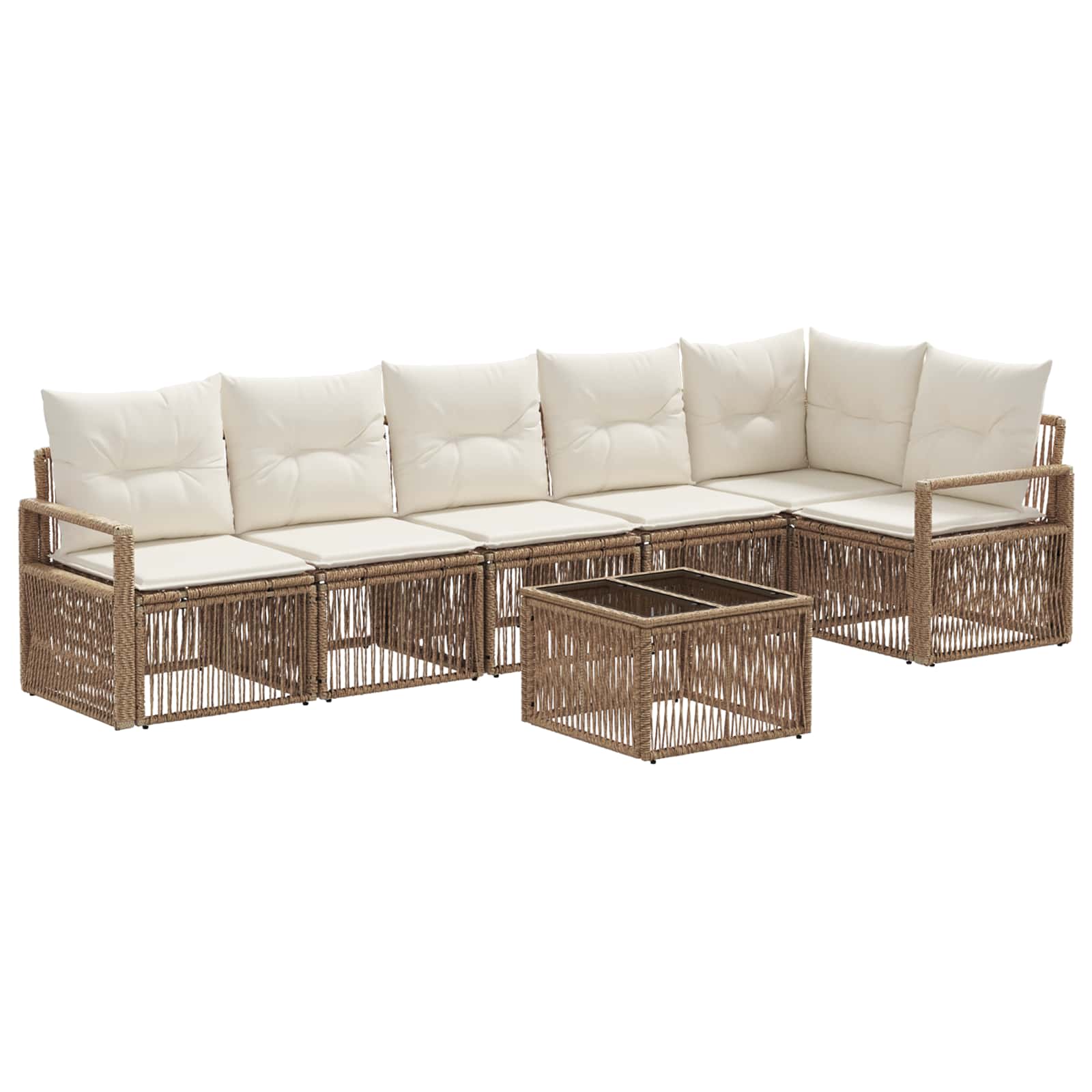 vidaXL Tuinbankenset 7 pcs Zwart poly rattan