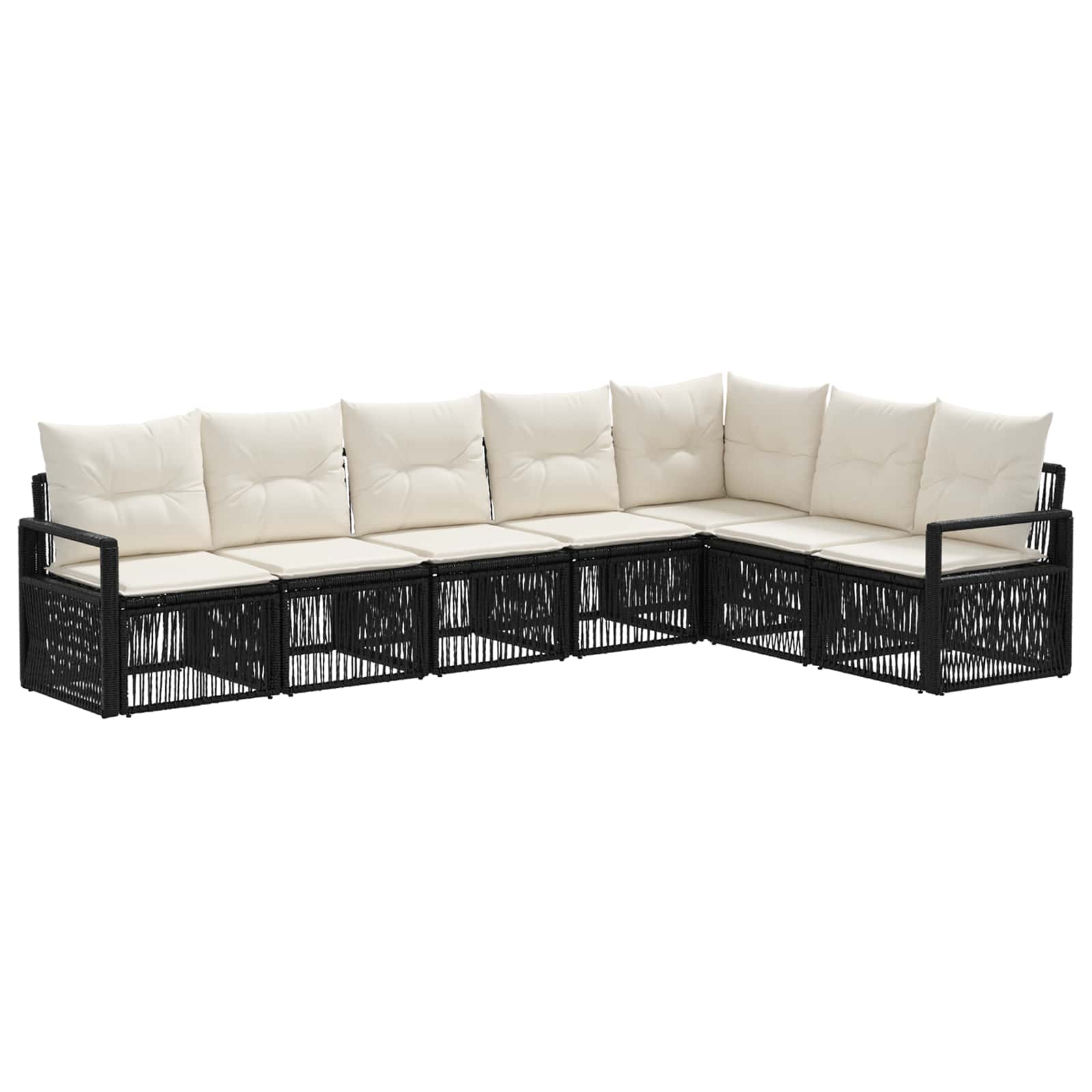 vidaXL Tuinbankenset 8 pcs Zwart poly rattan