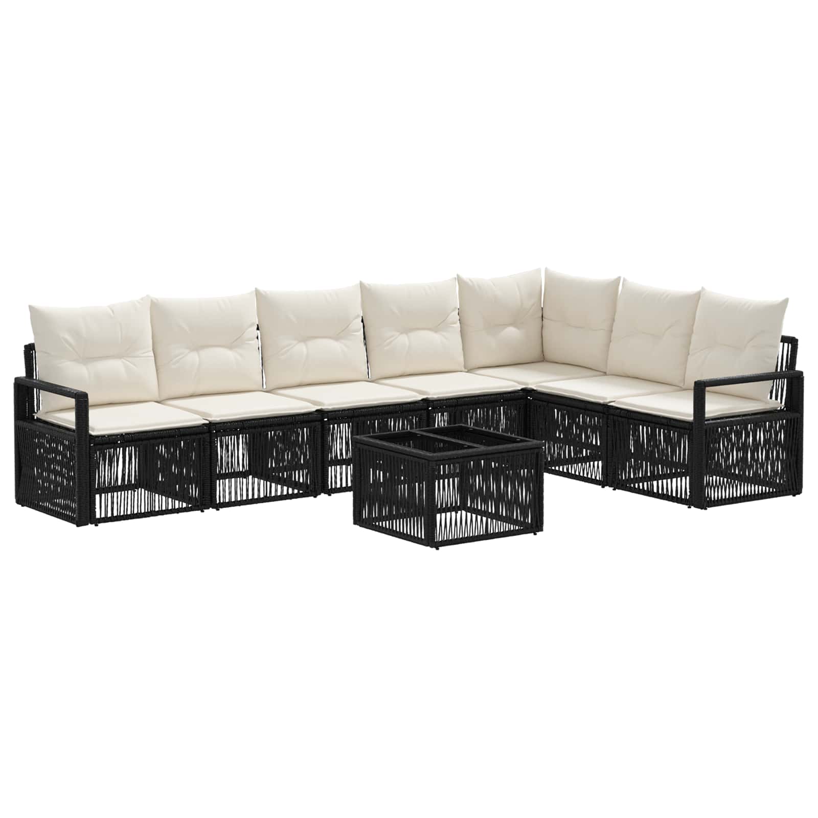 vidaXL Tuinbankenset 8 pcs Zwart poly rattan