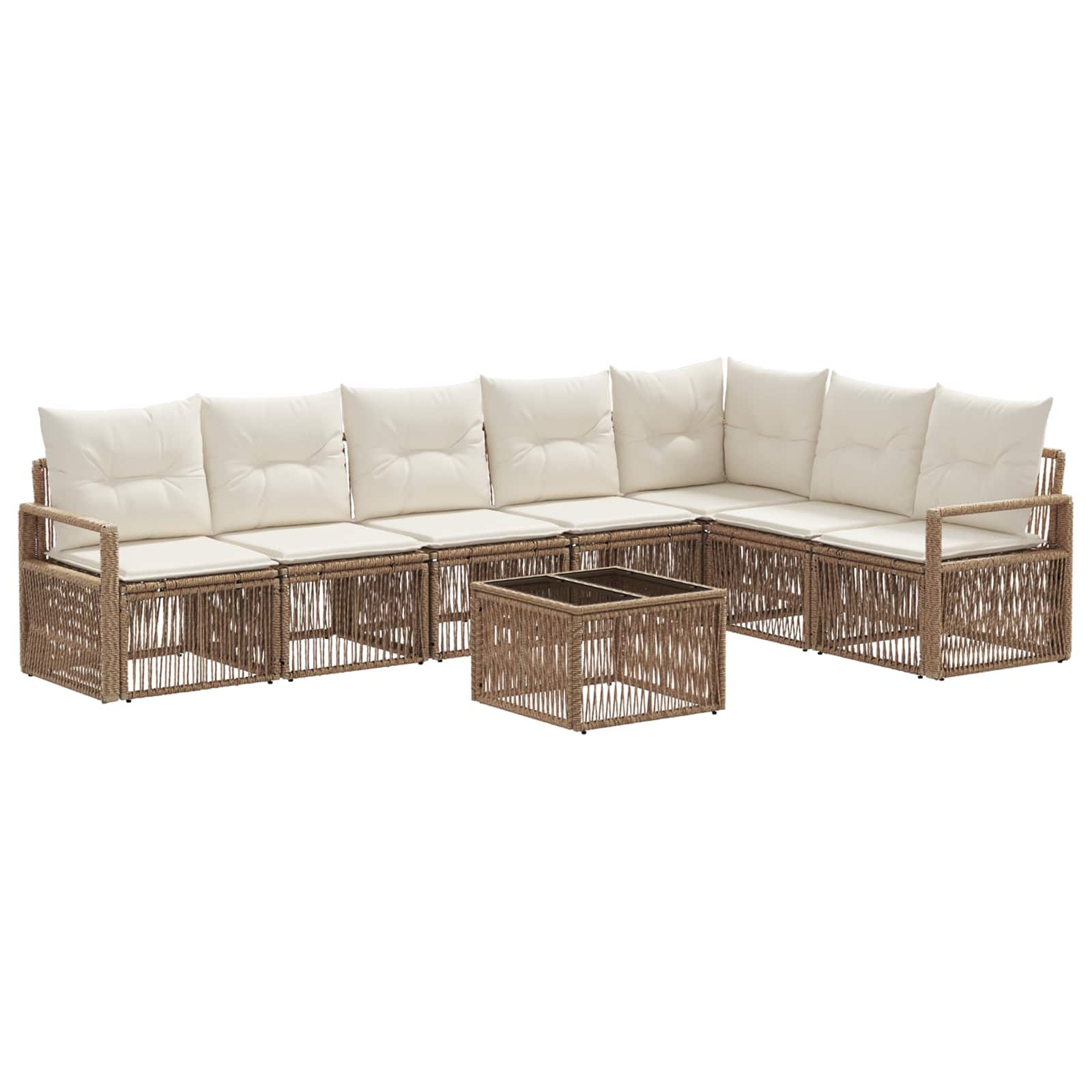 vidaXL Tuinbankenset 8 pcs Zwart poly rattan