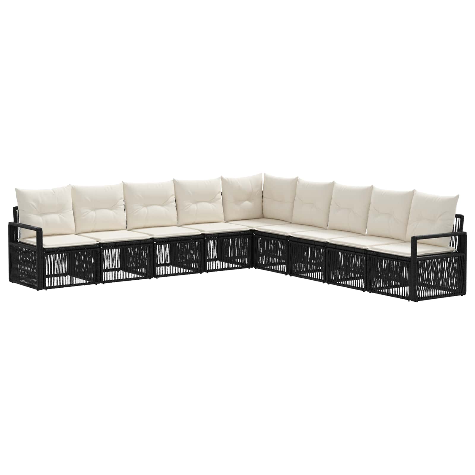 vidaXL Tuinbankenset 10 pcs Zwart poly rattan