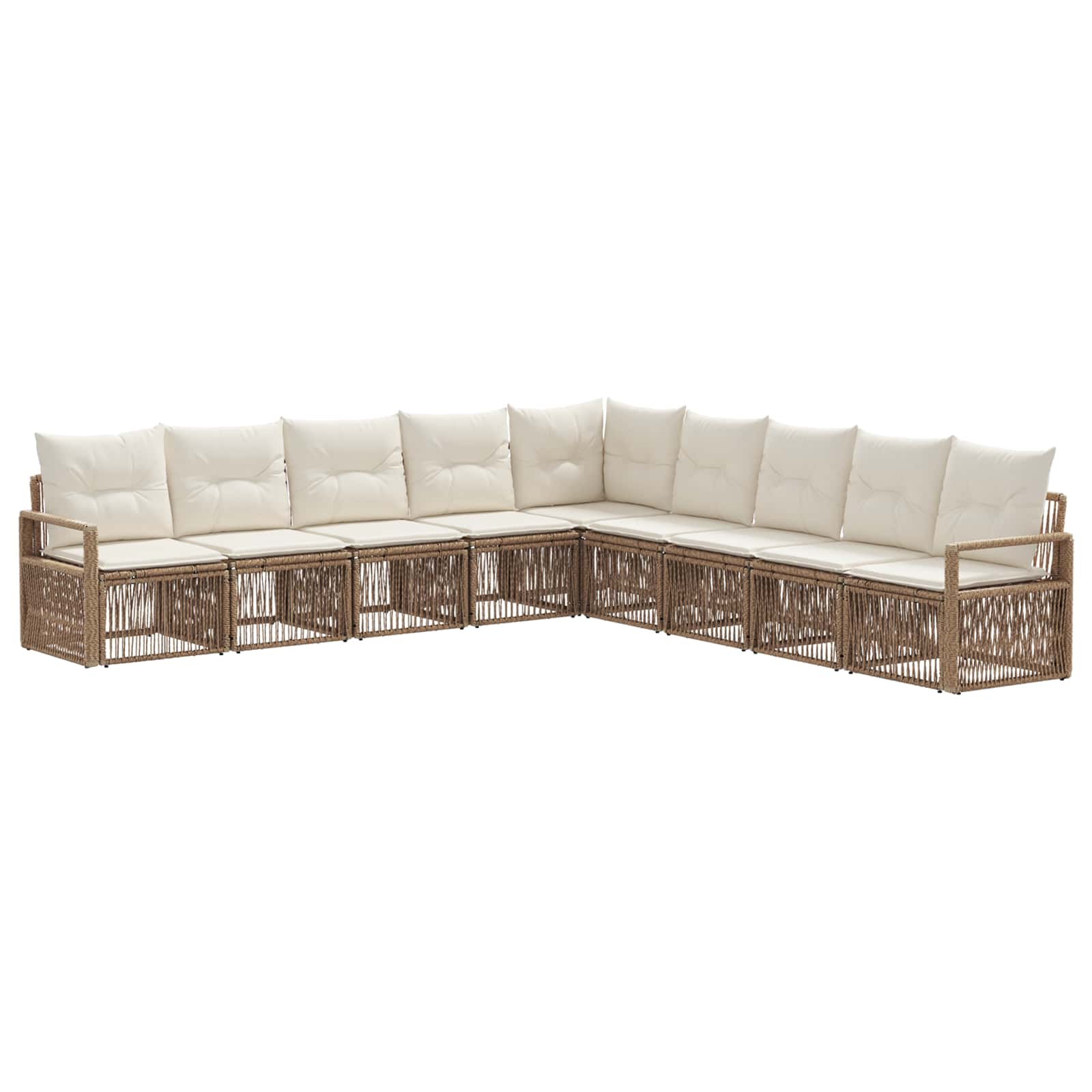 vidaXL Tuinbankenset 10 pcs Zwart poly rattan