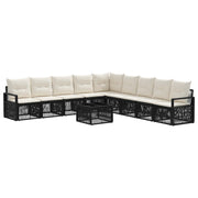 vidaXL Tuinbankenset 10 pcs Zwart poly rattan