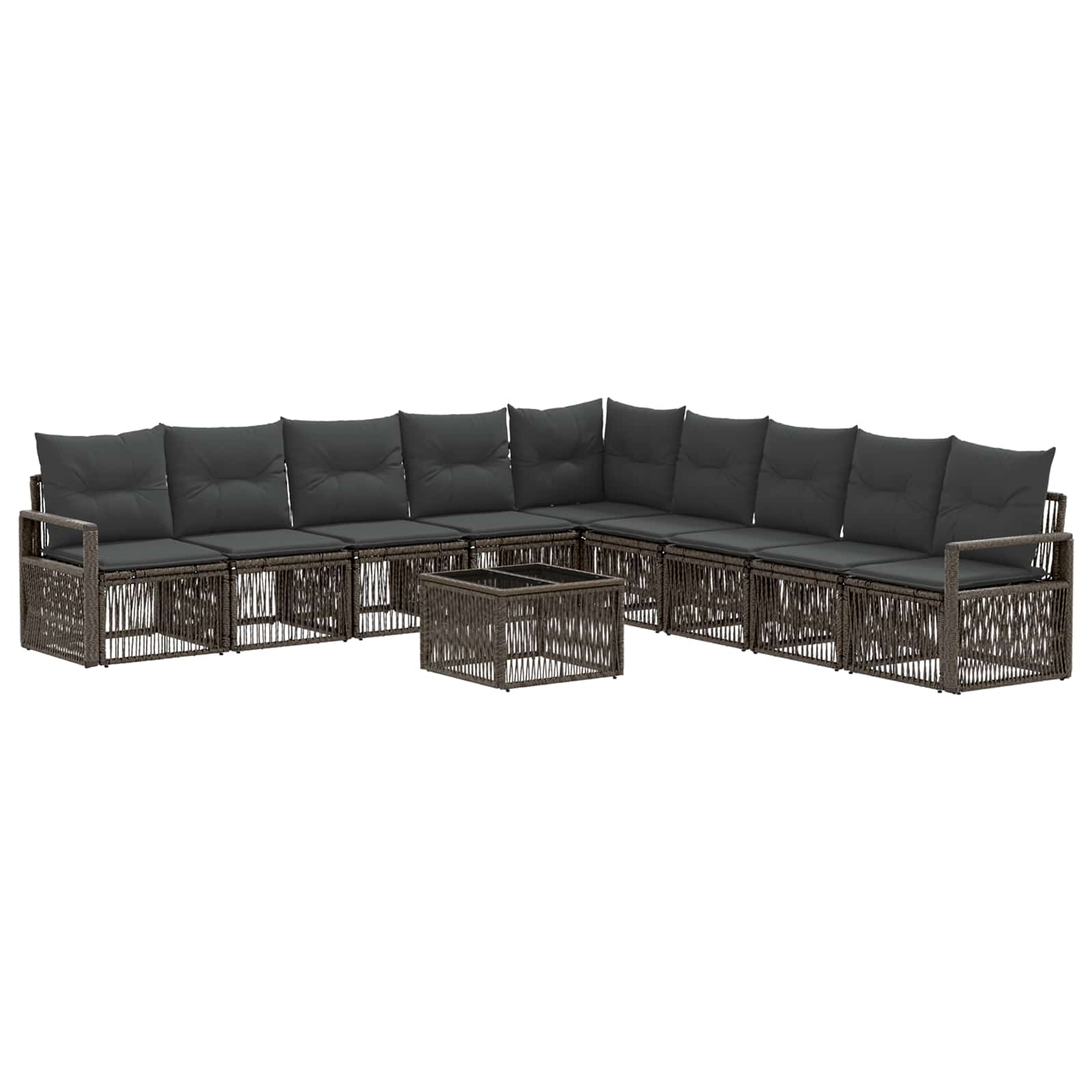 vidaXL Tuinbankenset 10 pcs Zwart poly rattan