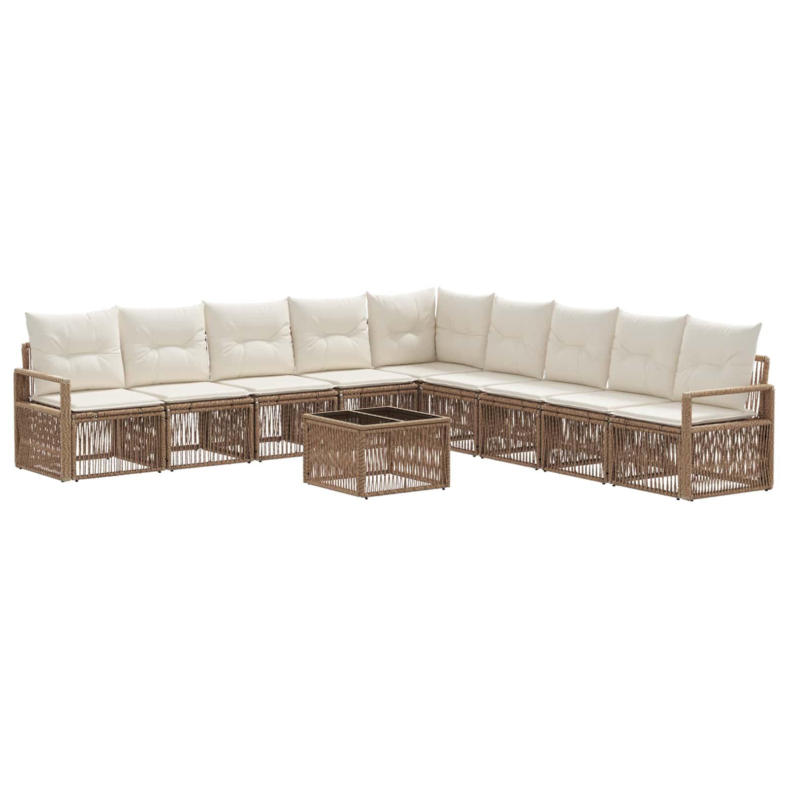 vidaXL Tuinbankenset 10 pcs Zwart poly rattan