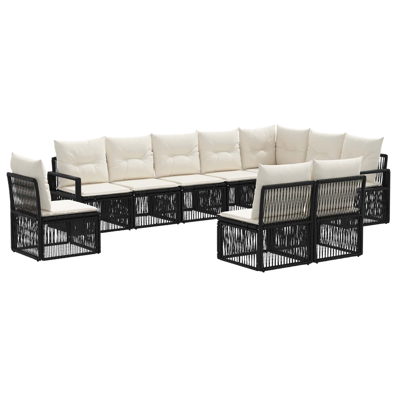 vidaXL Tuinbankenset 11 pcs Zwart poly rattan