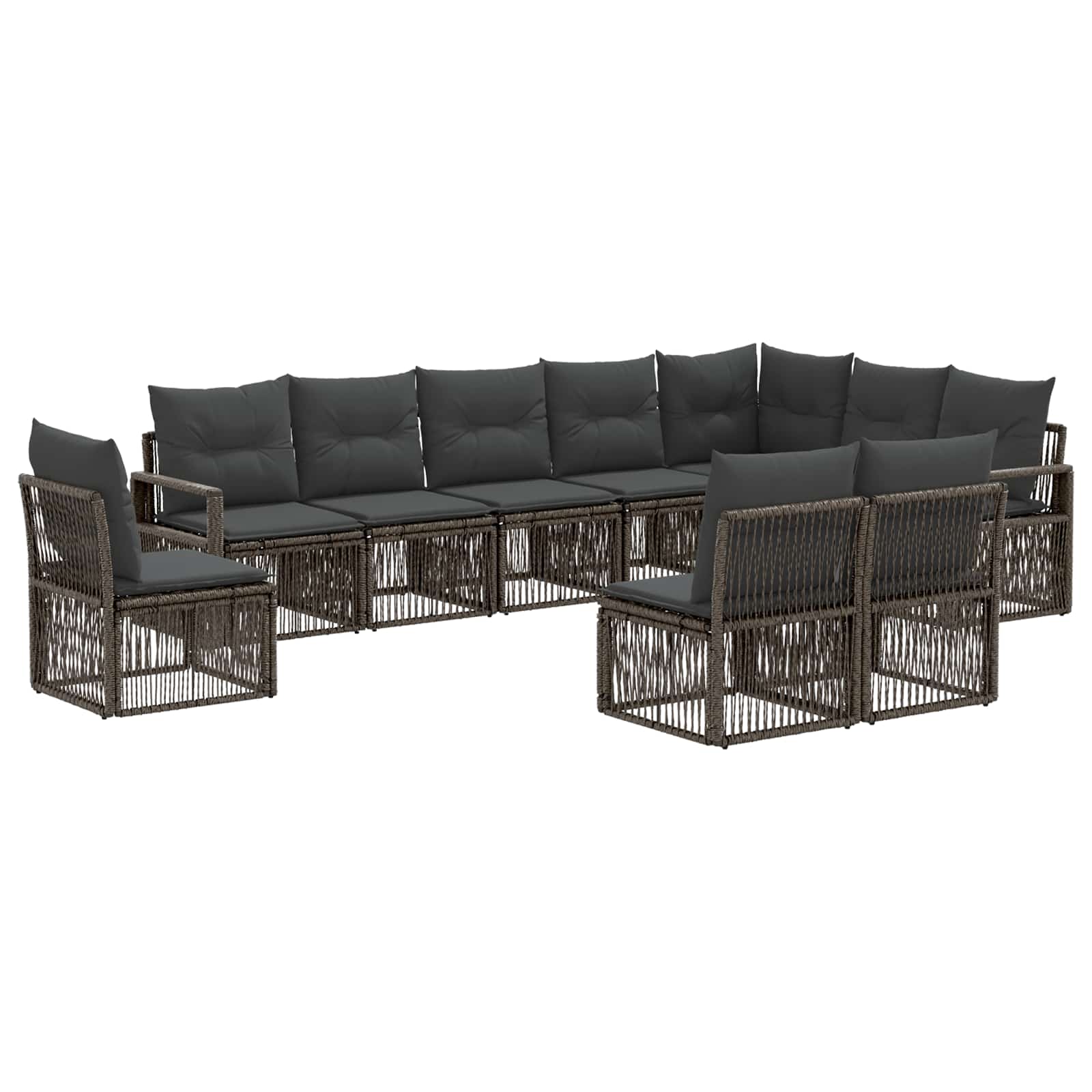 vidaXL Tuinbankenset 11 pcs Zwart poly rattan
