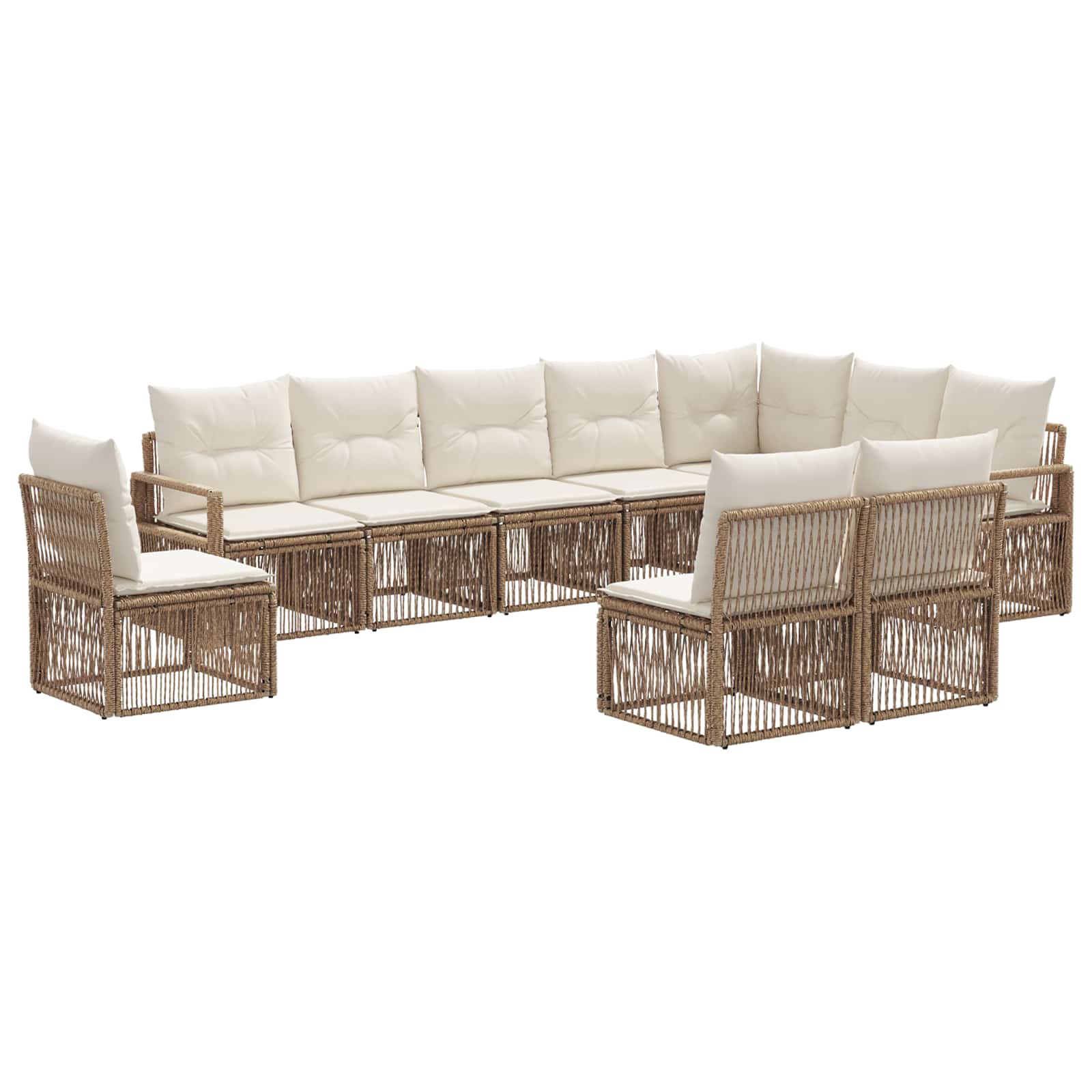vidaXL Tuinbankenset 11 pcs Zwart poly rattan