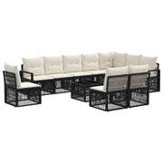 vidaXL Tuinbankenset 11 pcs Zwart poly rattan