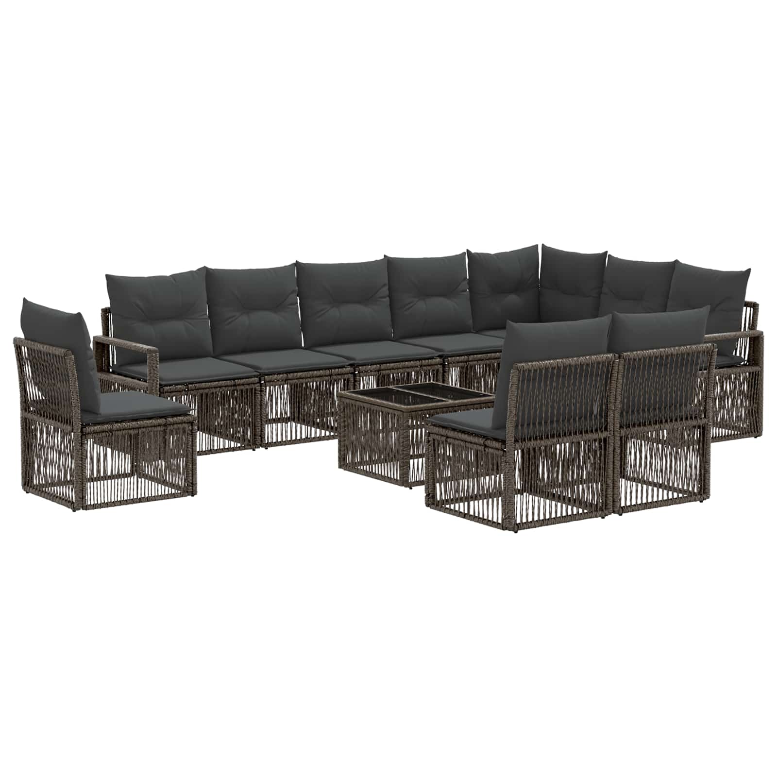 vidaXL Tuinbankenset 11 pcs Zwart poly rattan