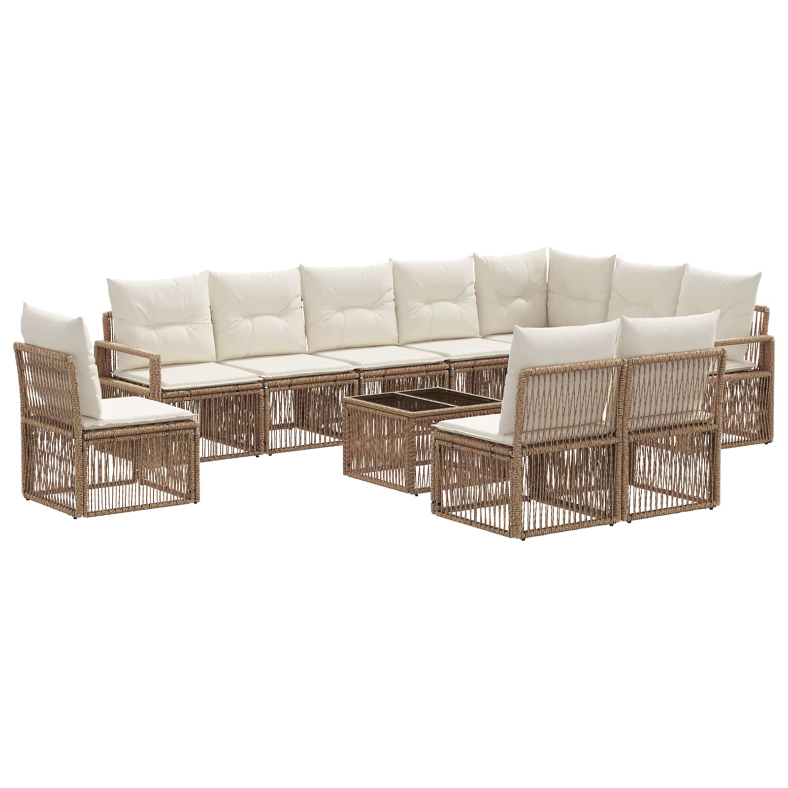 vidaXL Tuinbankenset 11 pcs Zwart poly rattan