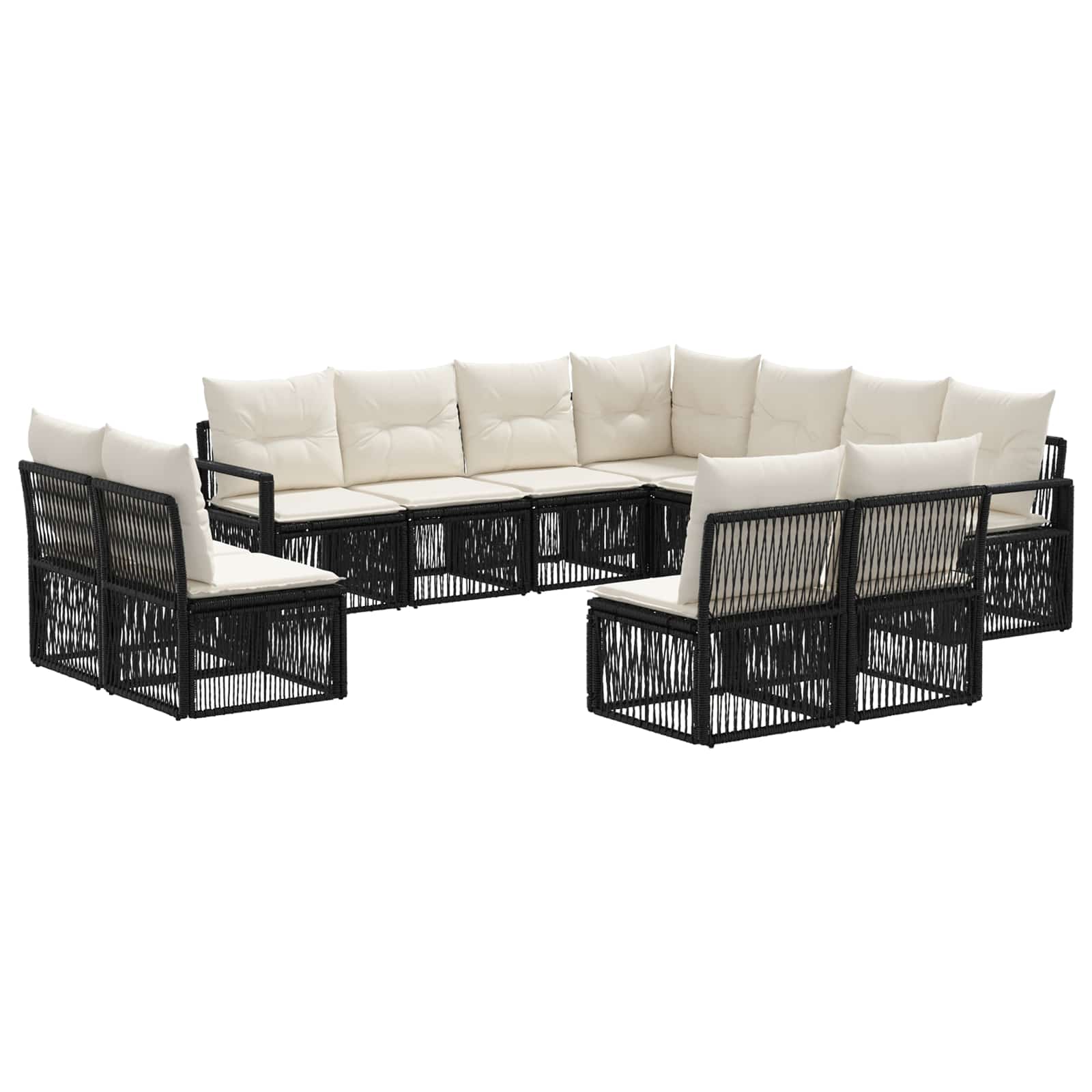 vidaXL Tuinbankenset 12 pcs Zwart poly rattan