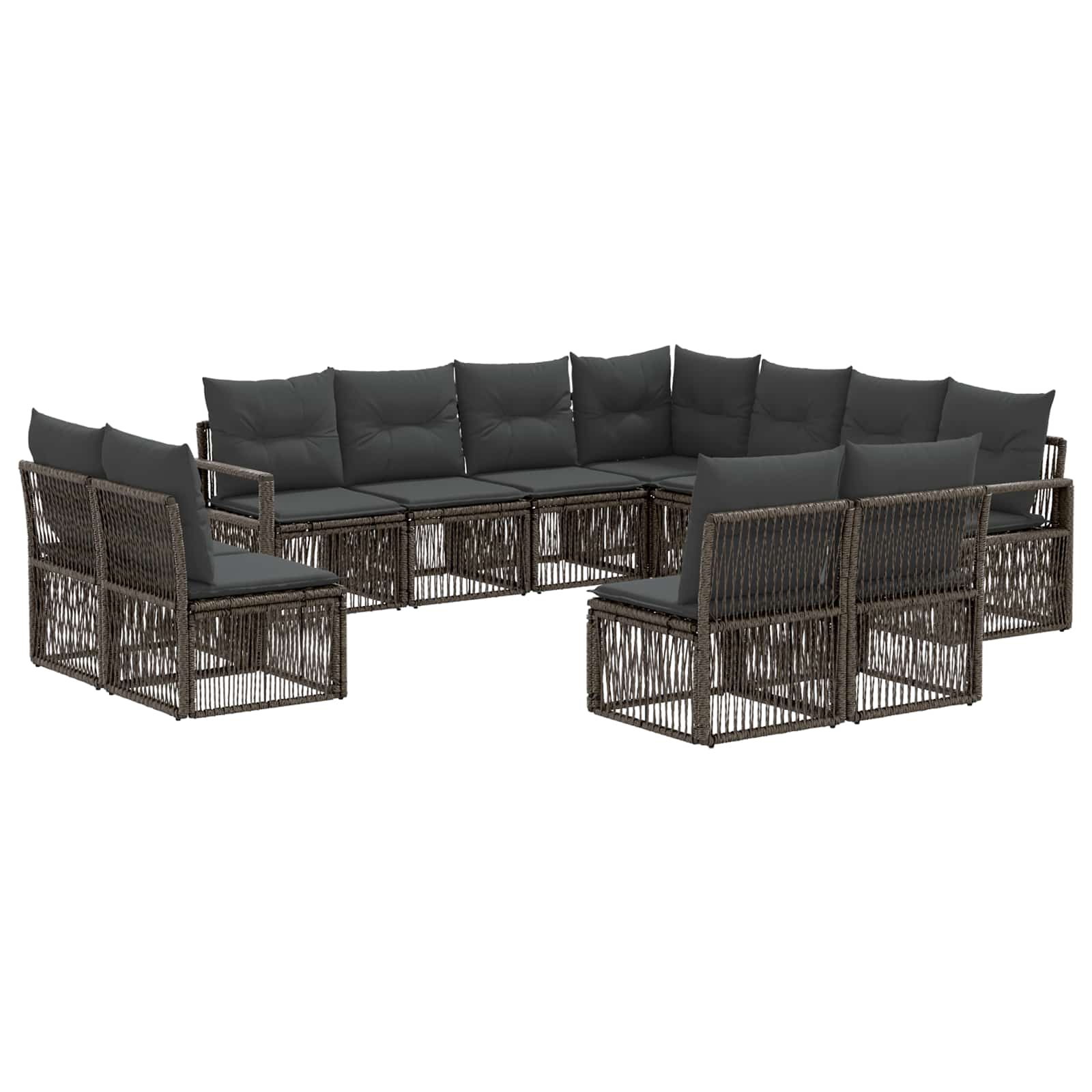 vidaXL Tuinbankenset 12 pcs Zwart poly rattan