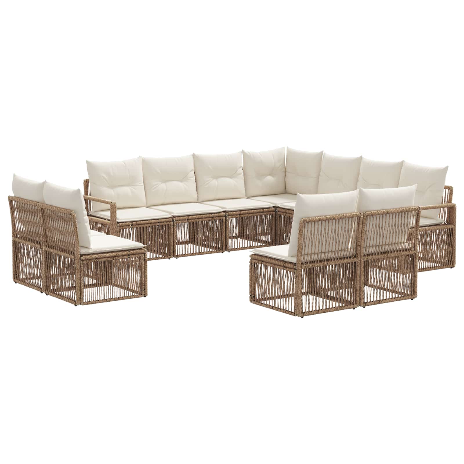 vidaXL Tuinbankenset 12 pcs Zwart poly rattan