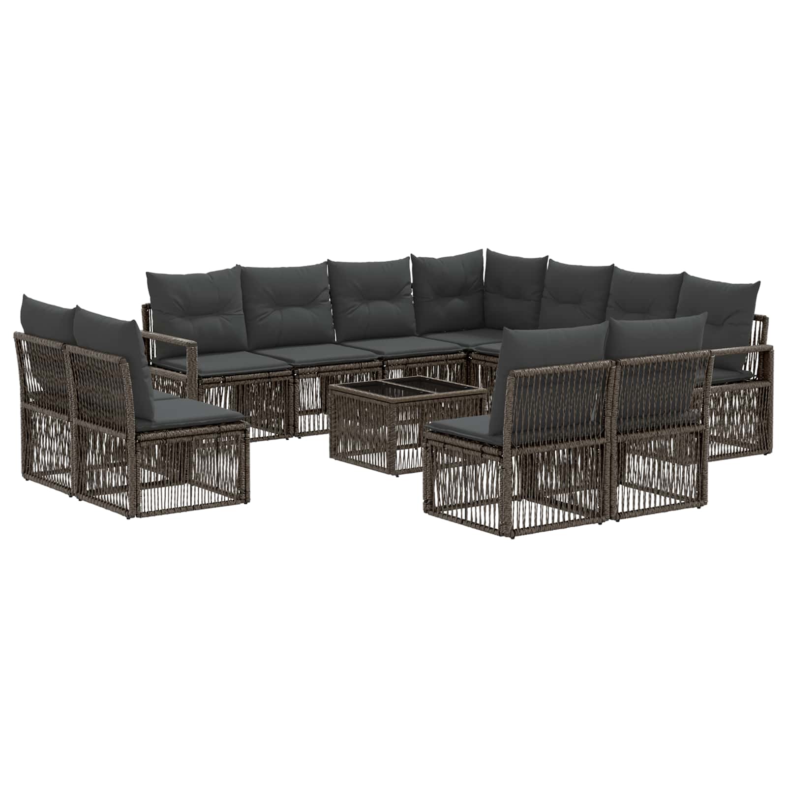 vidaXL Tuinbankenset 12 pcs Zwart poly rattan