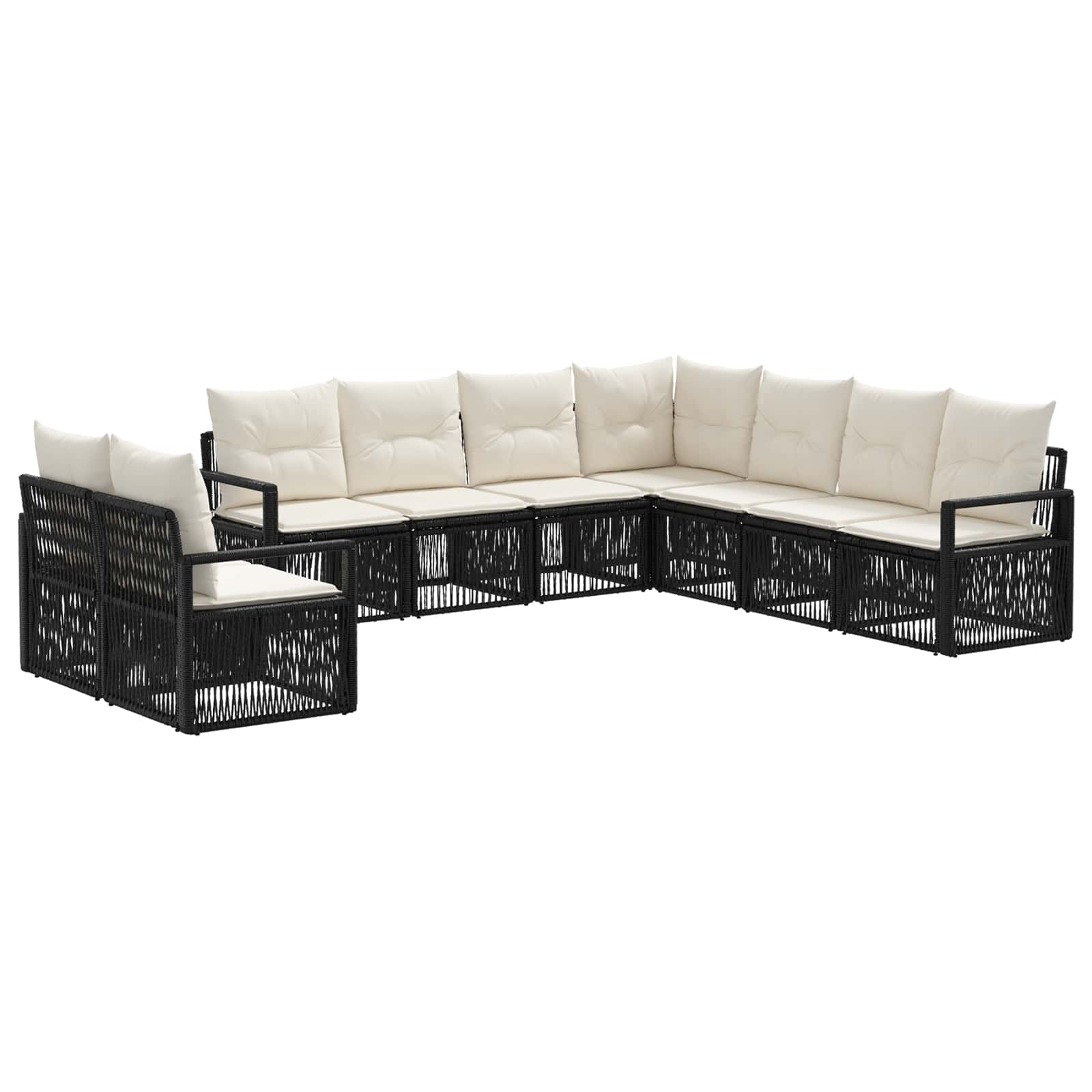 vidaXL Tuinbankenset 10 pcs Zwart poly rattan