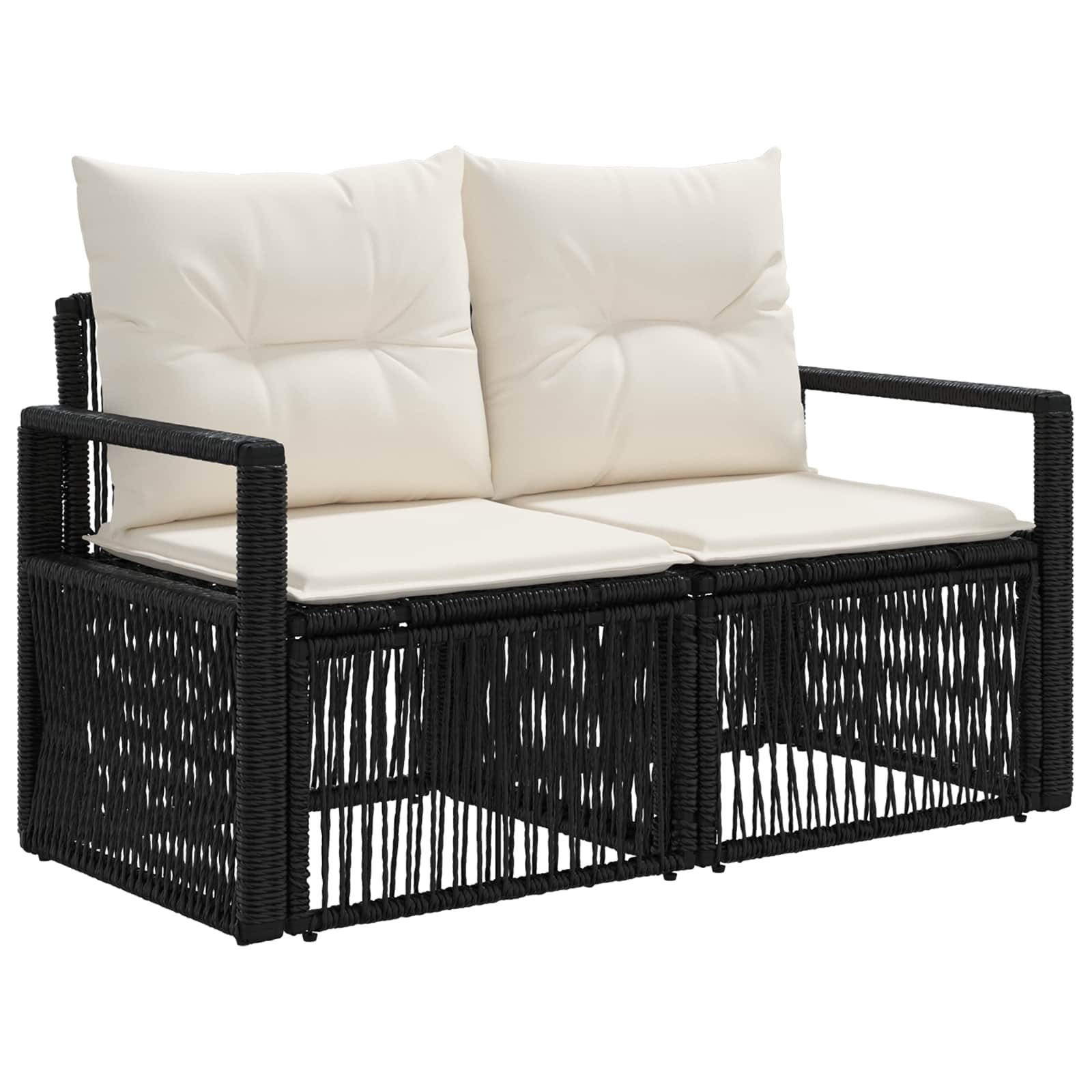 vidaXL Tuinbankenset 10 pcs Zwart poly rattan