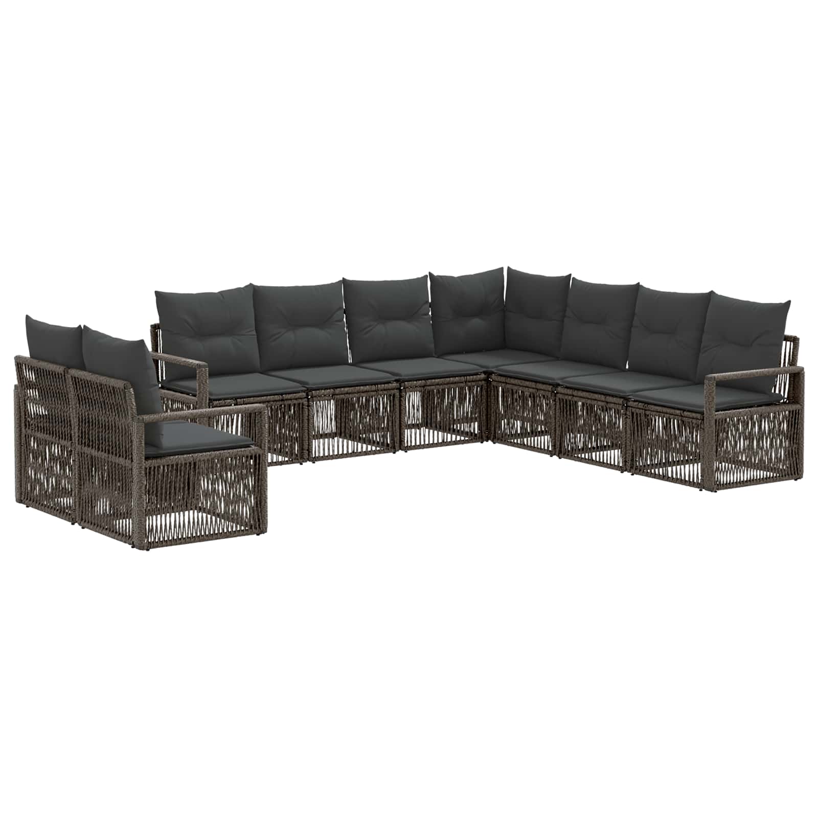 vidaXL Tuinbankenset 10 pcs Zwart poly rattan