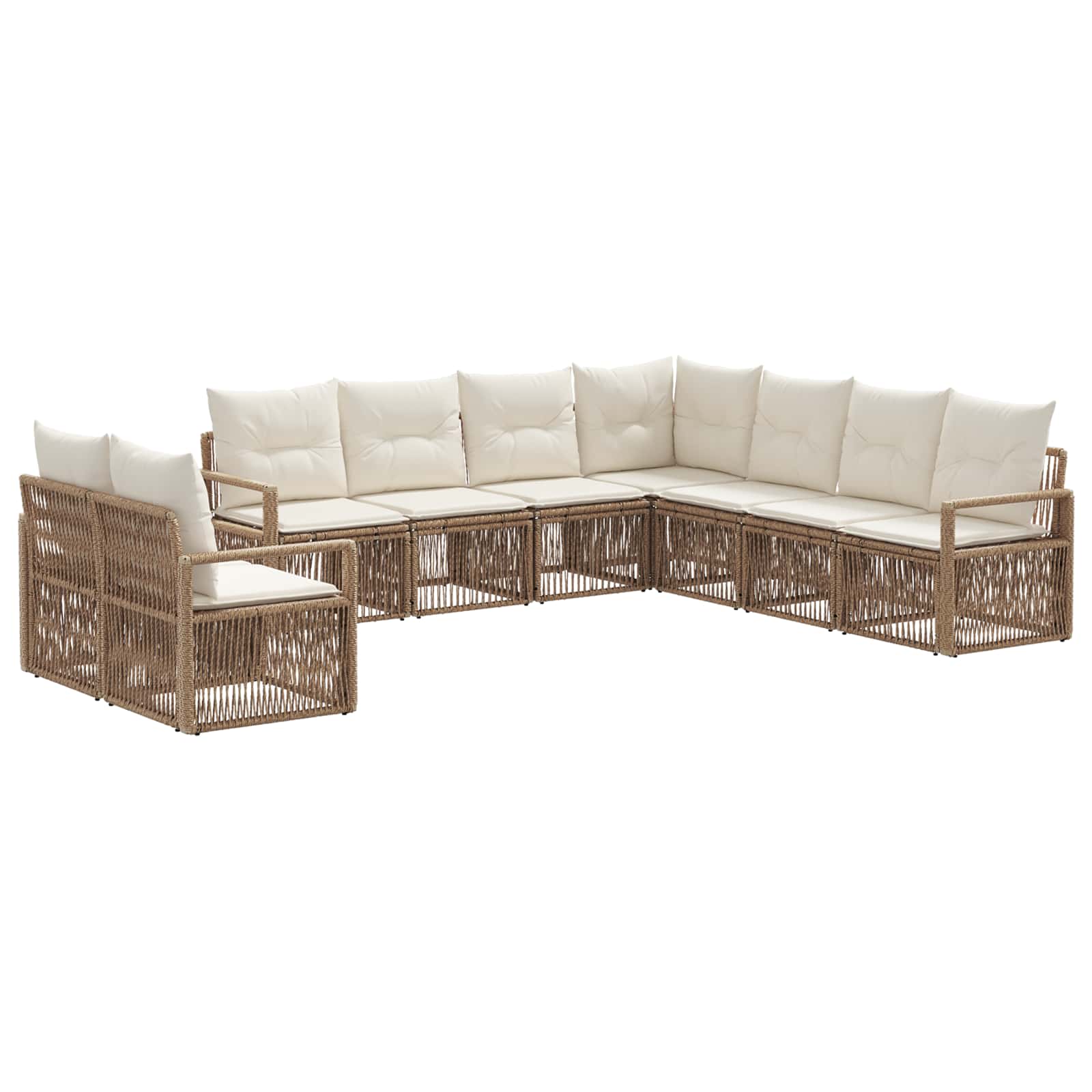 vidaXL Tuinbankenset 10 pcs Zwart poly rattan