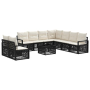 vidaXL Tuinbankenset 10 pcs Zwart poly rattan
