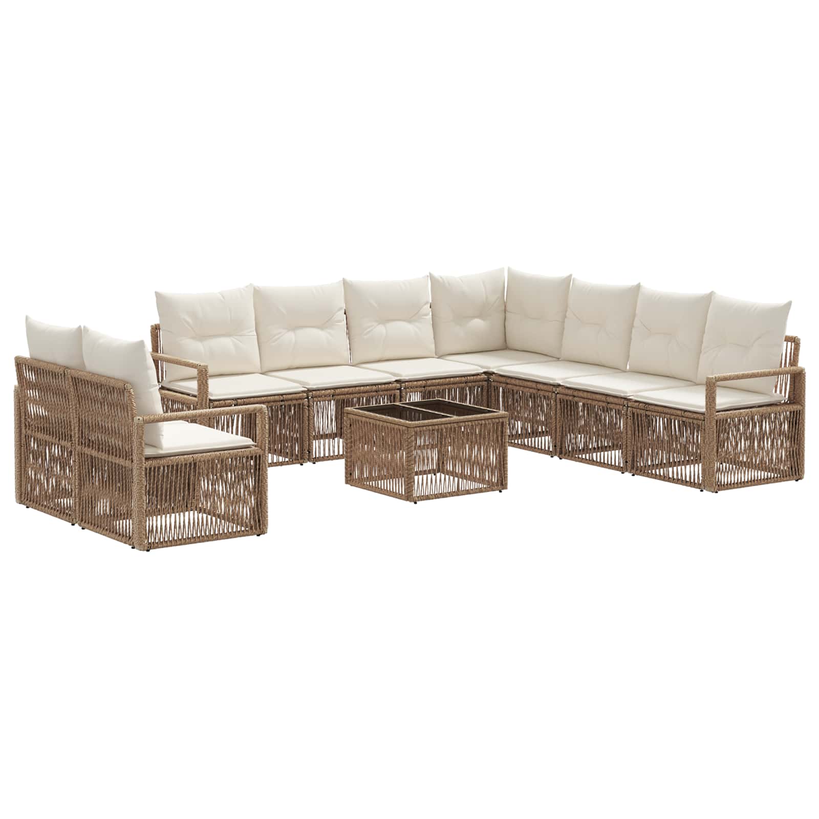 vidaXL Tuinbankenset 10 pcs Zwart poly rattan