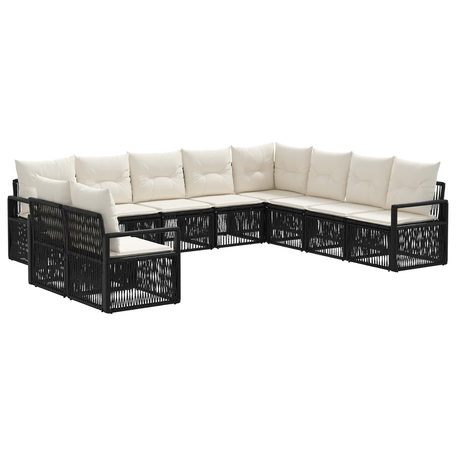 vidaXL Tuinbankenset 11 pcs Grijs poly rattan