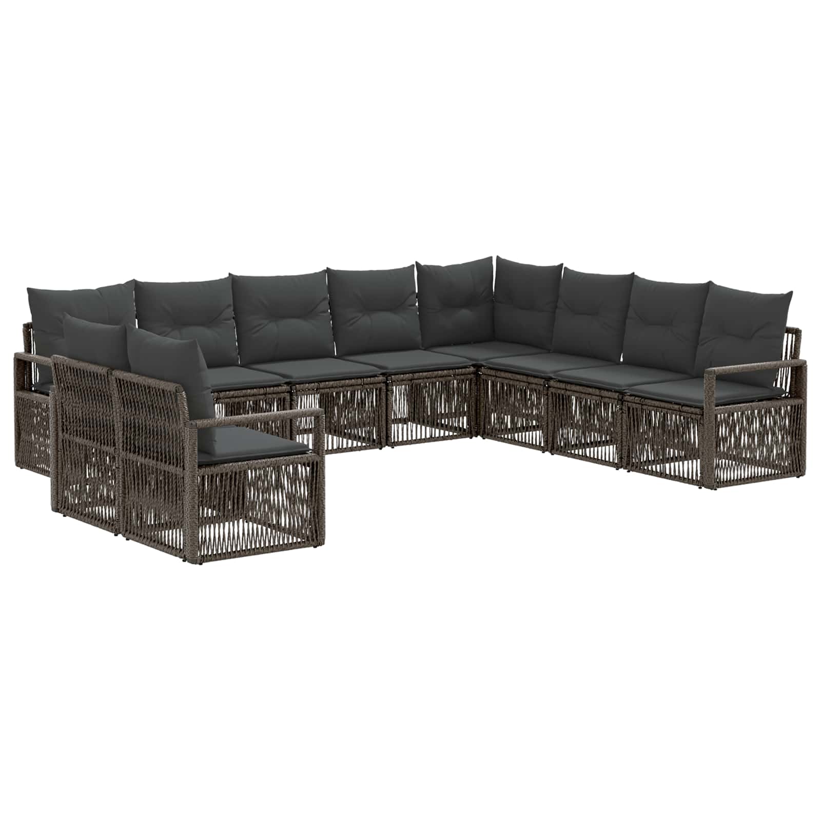 vidaXL Tuinbankenset 11 pcs Grijs poly rattan