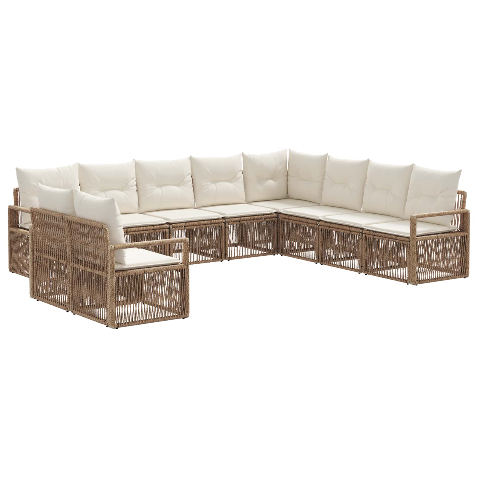 vidaXL Tuinbankenset 11 pcs Grijs poly rattan
