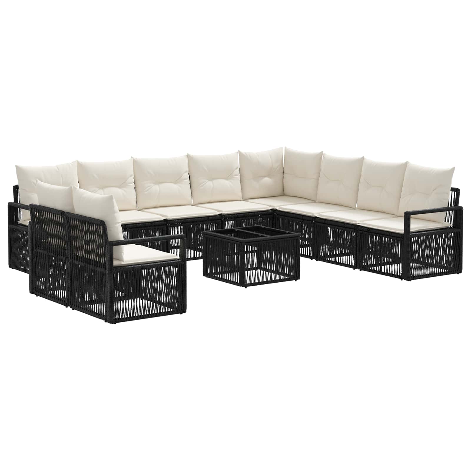 vidaXL Tuinbankenset 11 pcs Grijs poly rattan