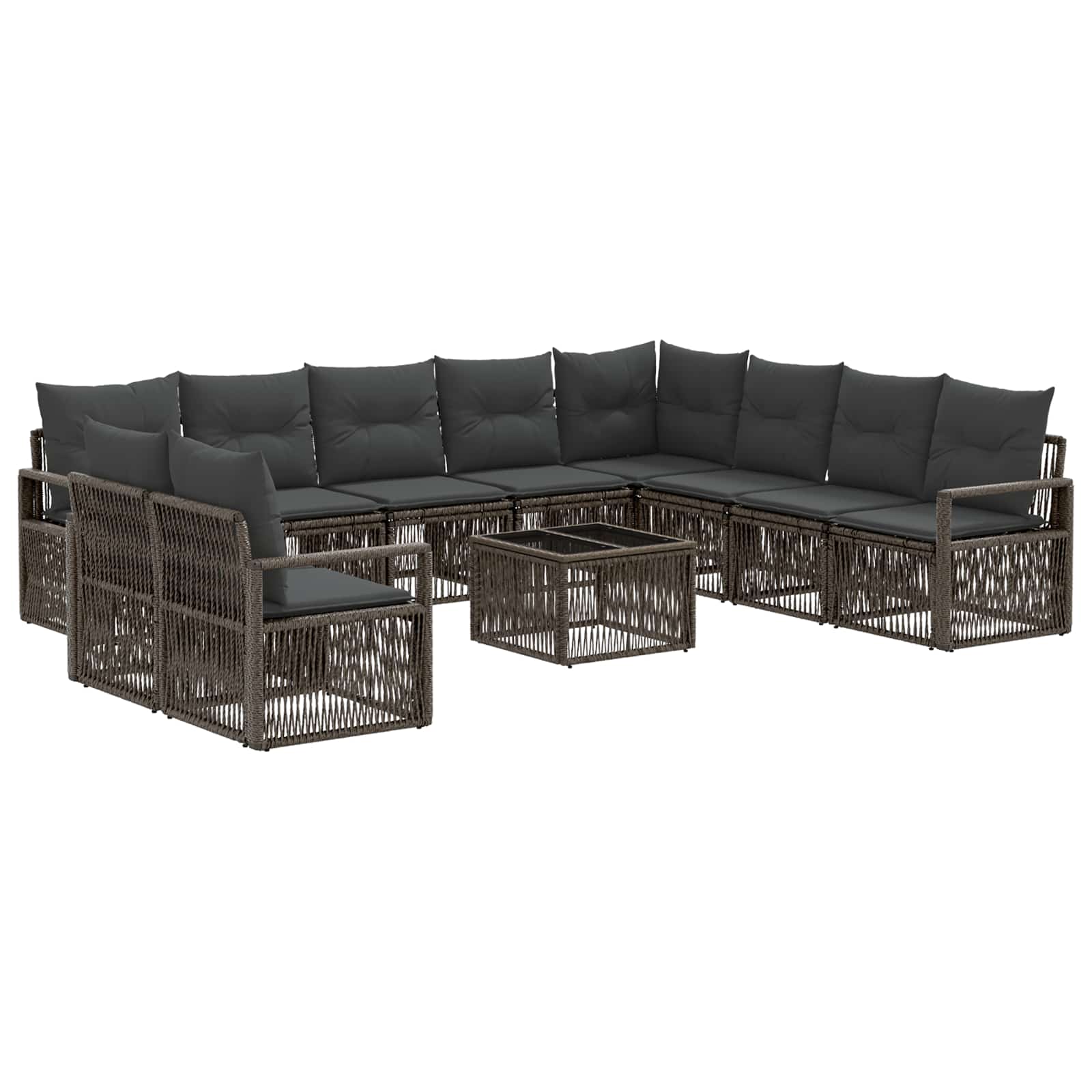 vidaXL Tuinbankenset 11 pcs Grijs poly rattan
