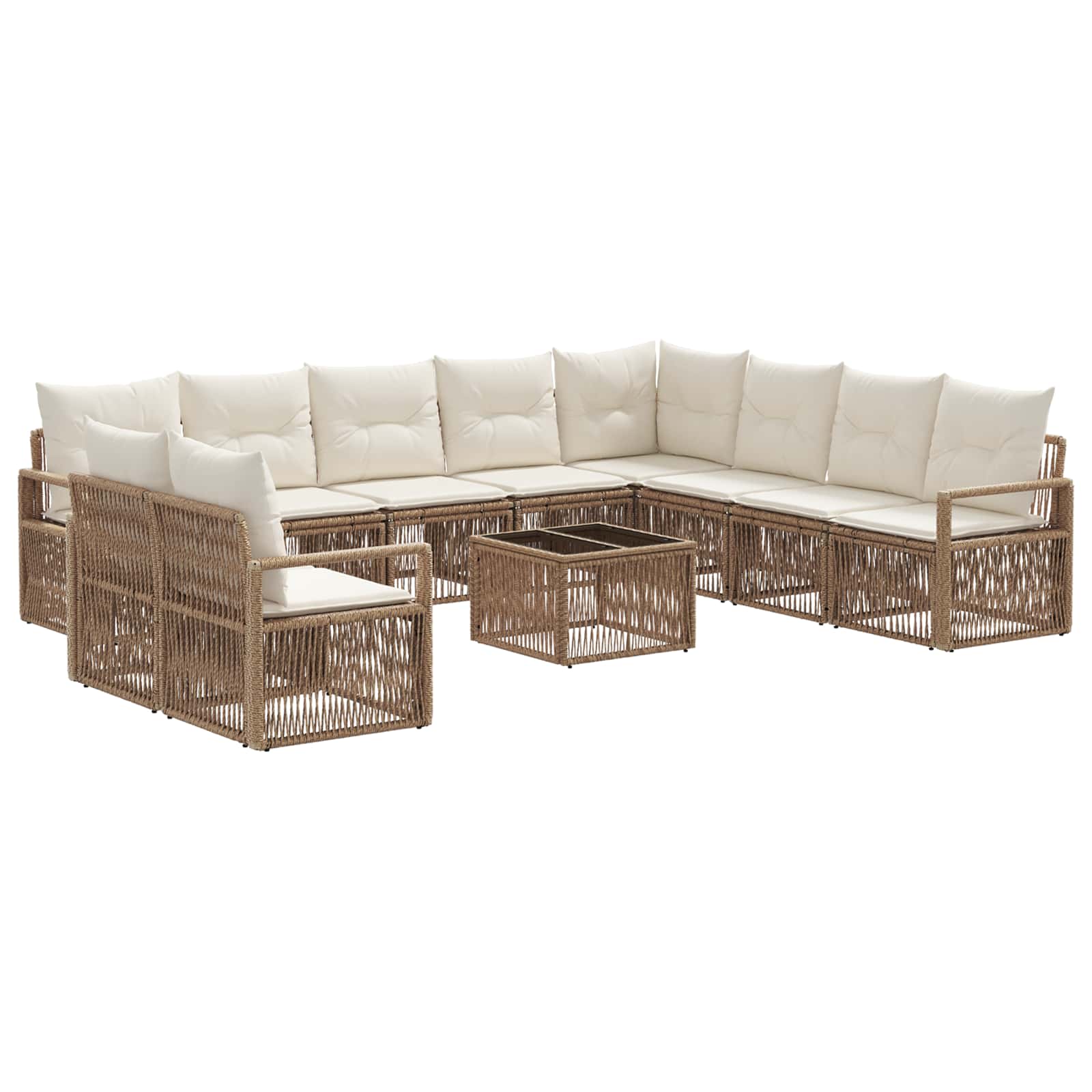 vidaXL Tuinbankenset 11 pcs Grijs poly rattan