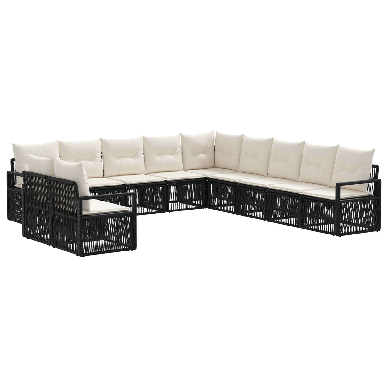 vidaXL Tuinbankenset 12 pcs Zwart poly rattan