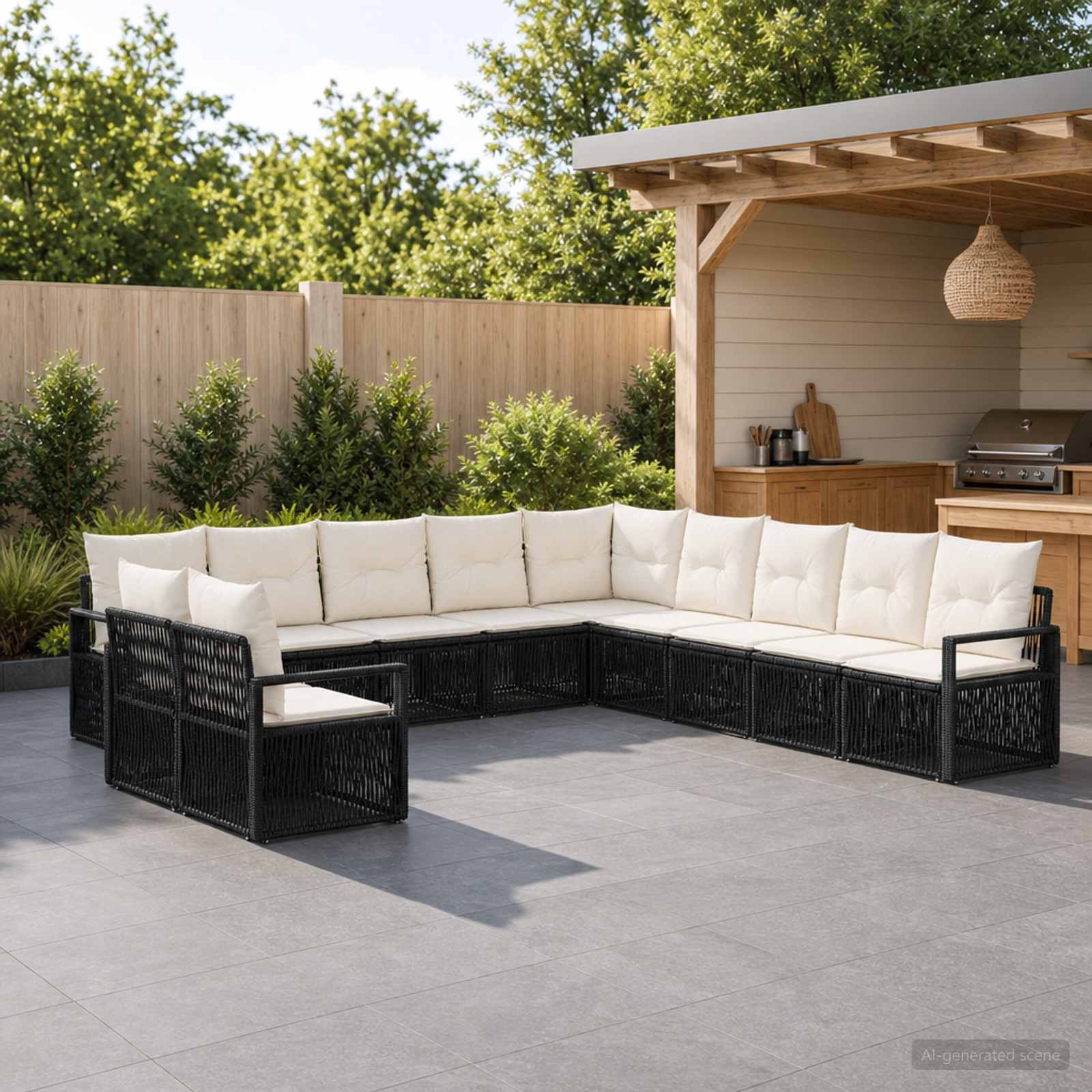 vidaXL Tuinbankenset 12 pcs Zwart poly rattan