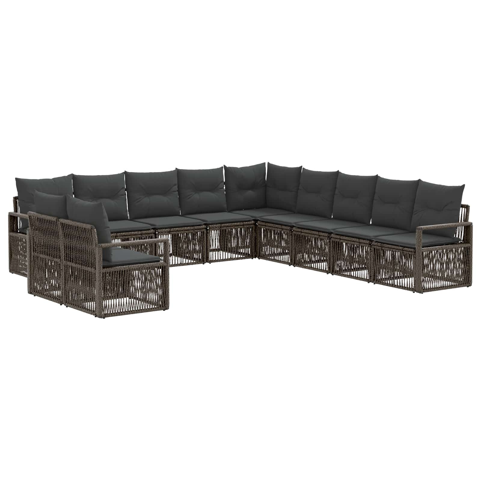 vidaXL Tuinbankenset 12 pcs Zwart poly rattan
