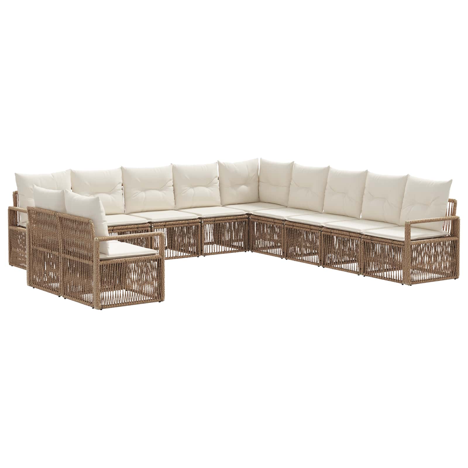 vidaXL Tuinbankenset 12 pcs Zwart poly rattan
