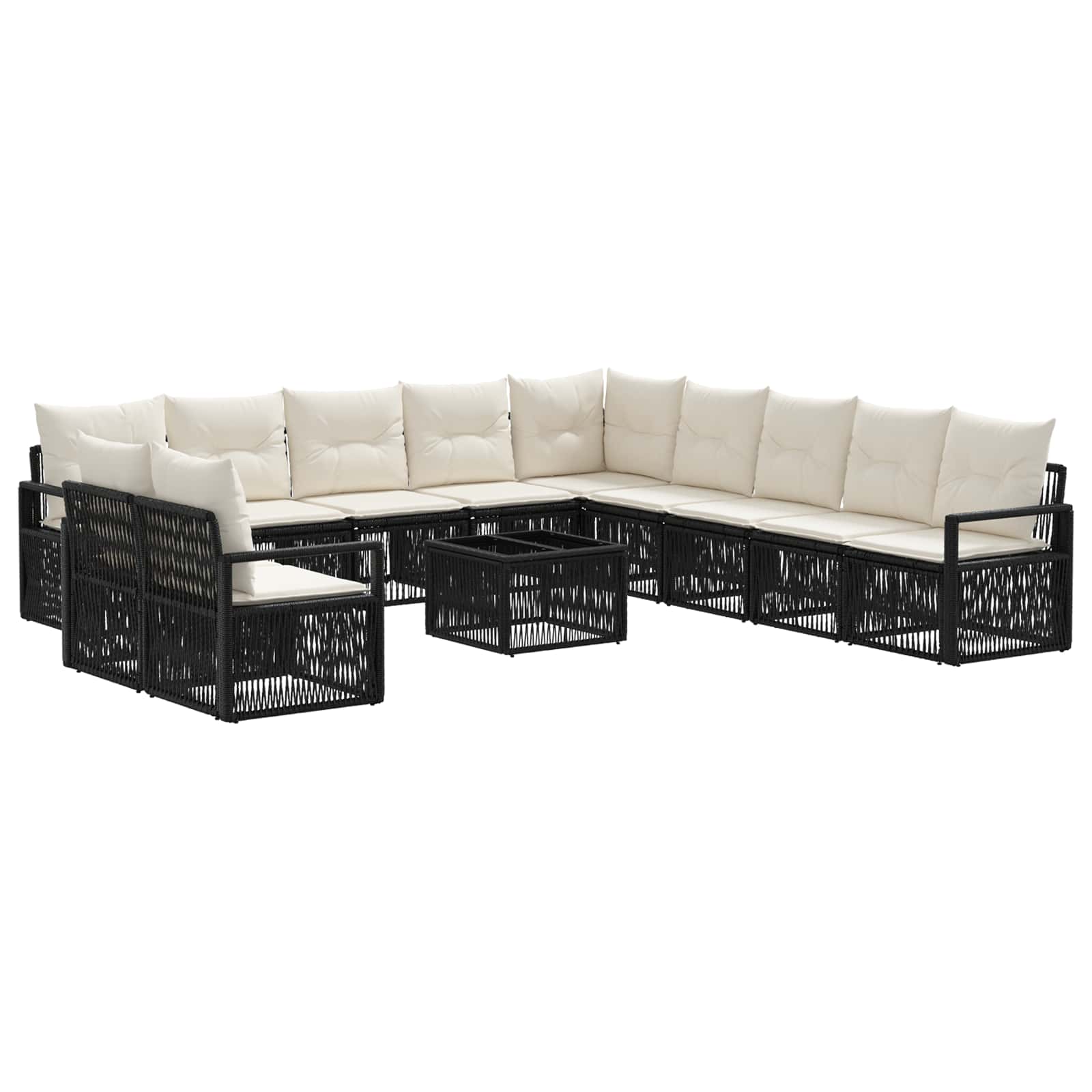 vidaXL Tuinbankenset 12 pcs Zwart poly rattan