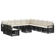 vidaXL Tuinbankenset 12 pcs Zwart poly rattan