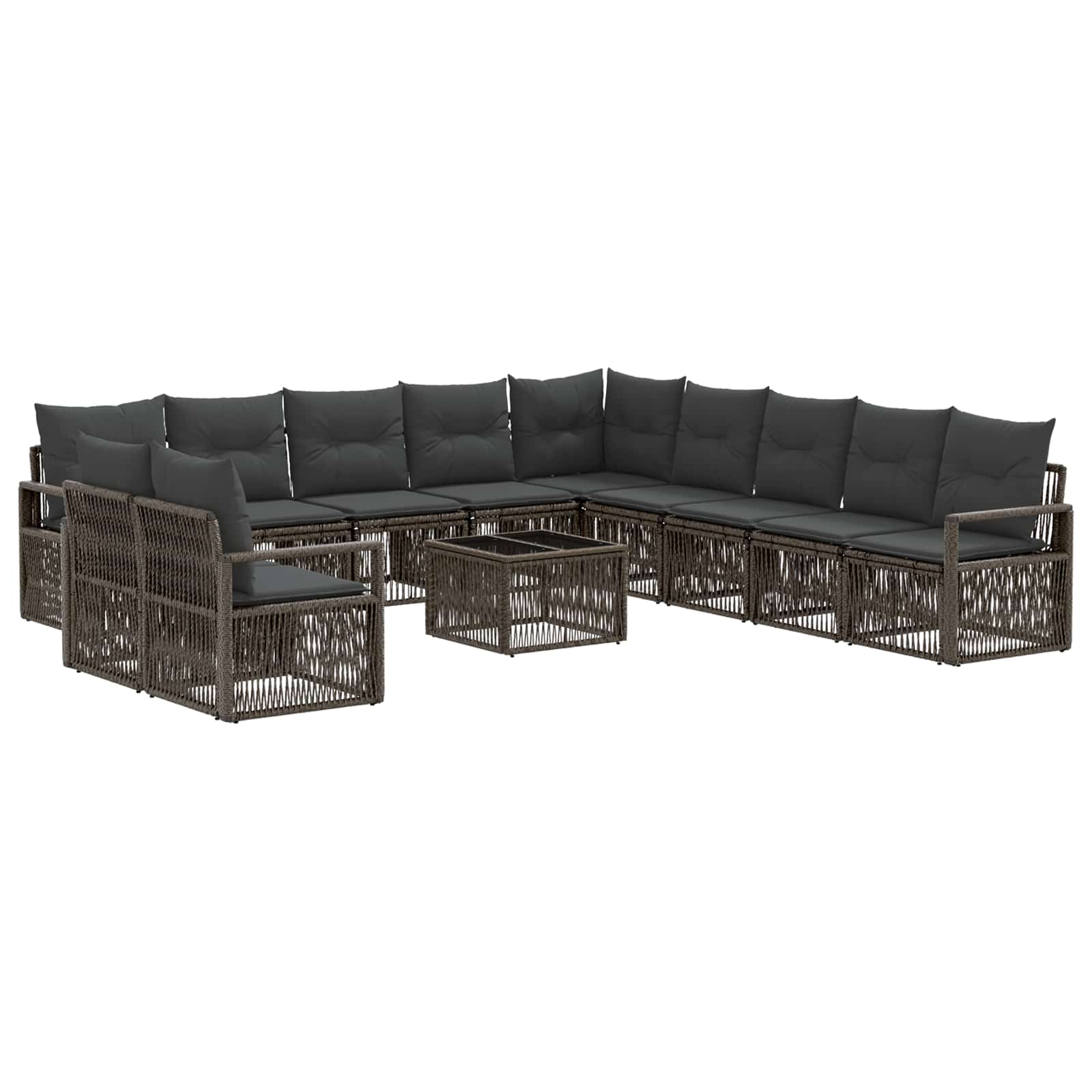 vidaXL Tuinbankenset 12 pcs Zwart poly rattan