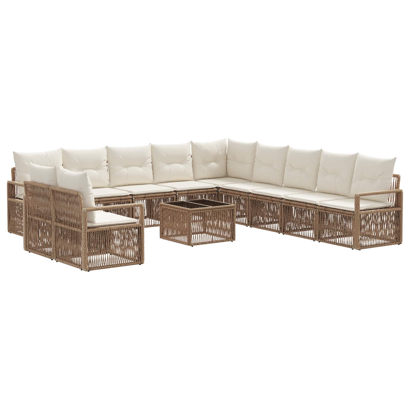 vidaXL Tuinbankenset 12 pcs Zwart poly rattan