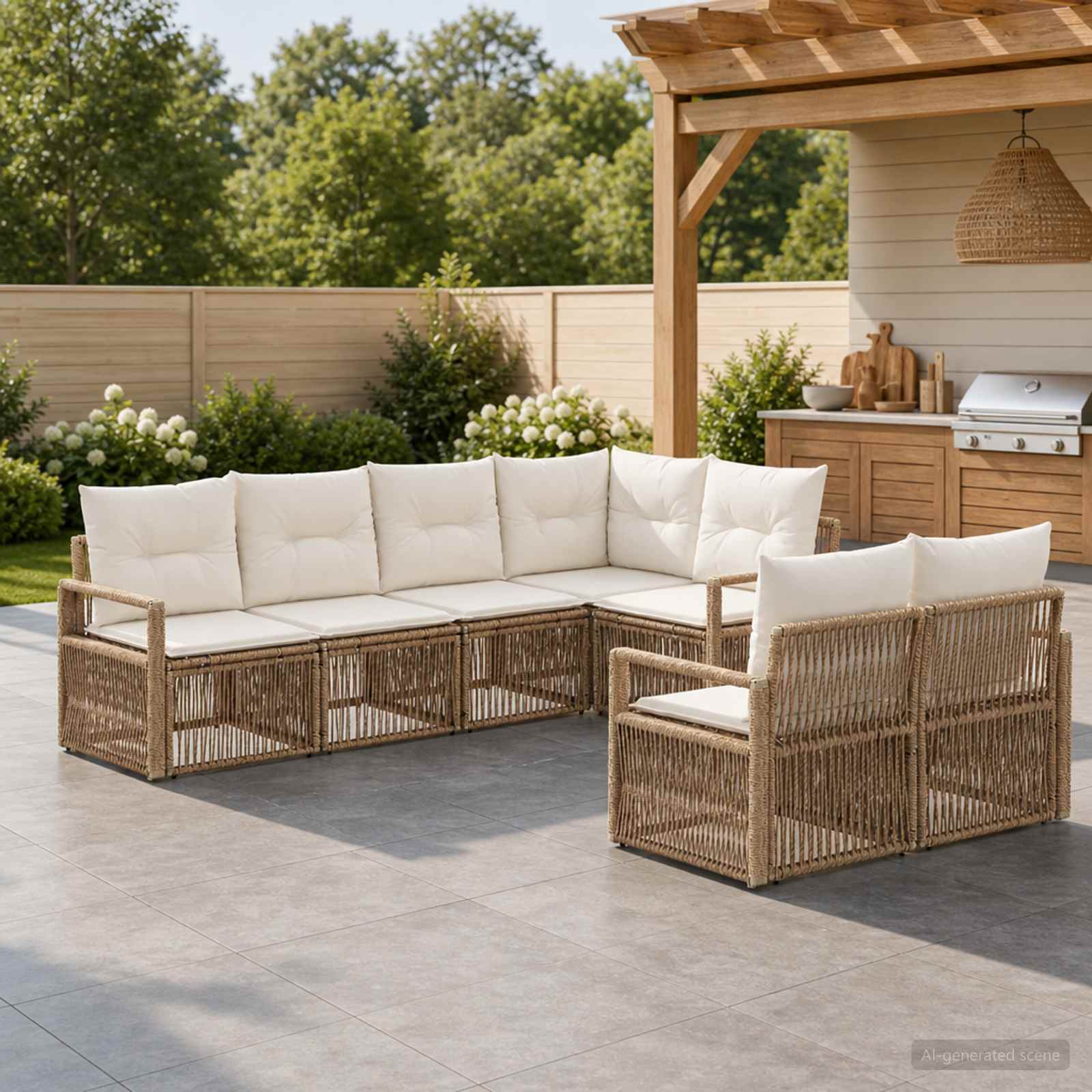vidaXL Tuinbankenset 7 st 7-Aantal zitplaatsen Zwart poly rattan