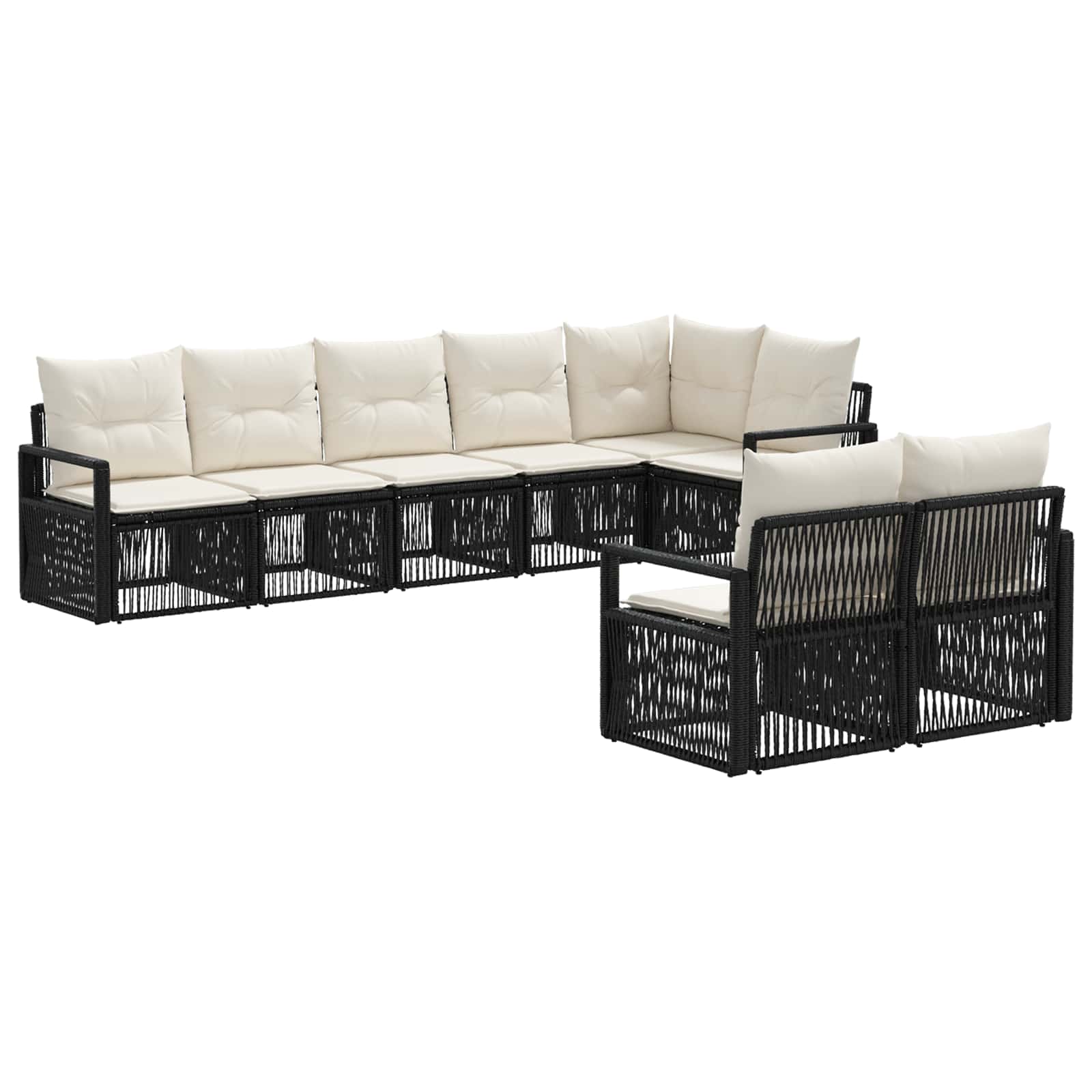 vidaXL Tuinbankenset 9 pcs Zwart poly rattan