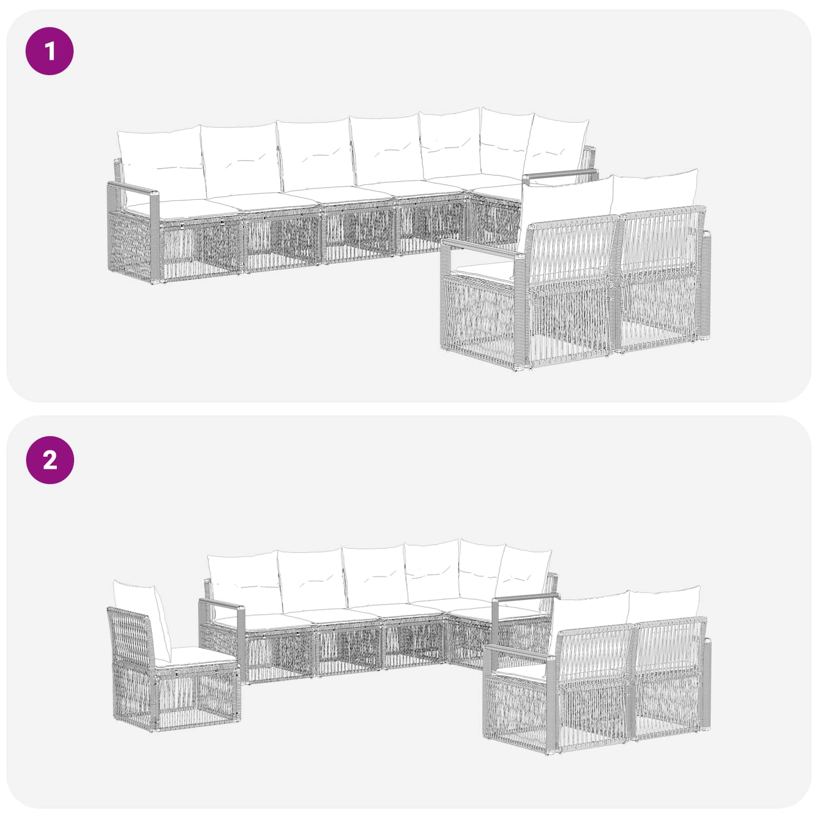vidaXL Tuinbankenset 9 pcs Zwart poly rattan