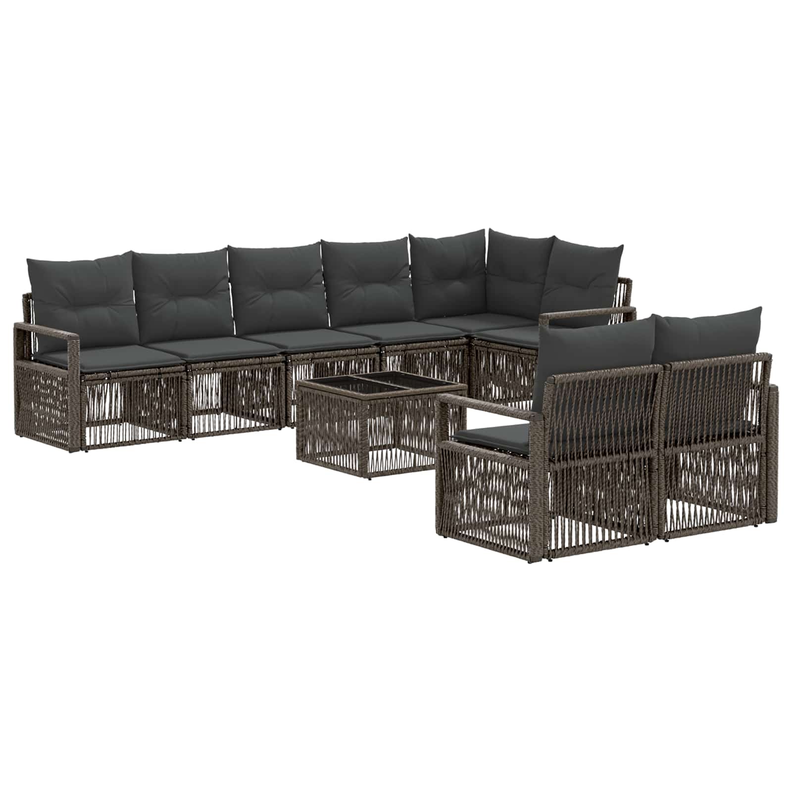 vidaXL Tuinbankenset 9 pcs Zwart poly rattan